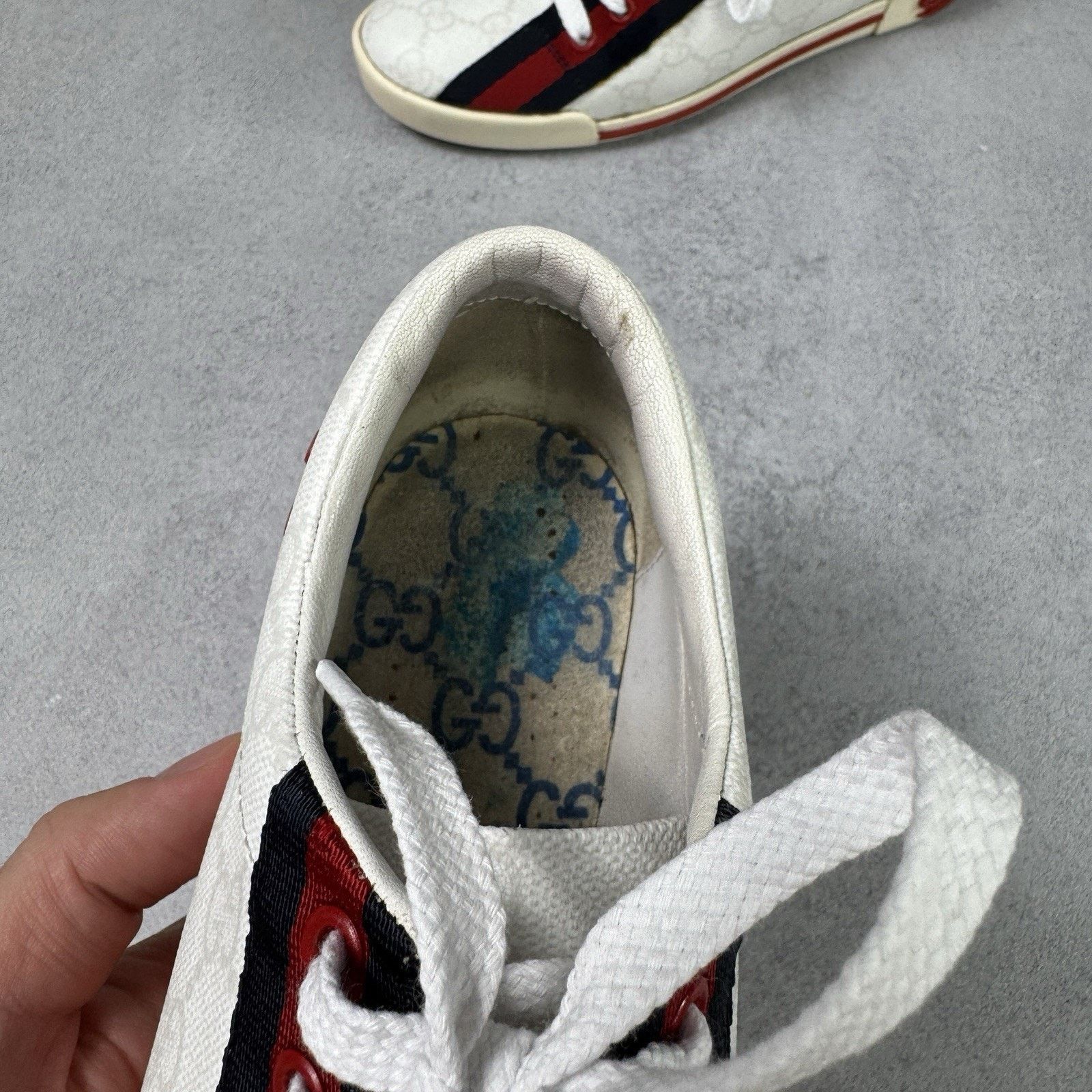 Gucci Gucci Sneakers GG Logo Monogram Stripe Leather White Y2K Size US 6 / IT 36 - 12 Thumbnail