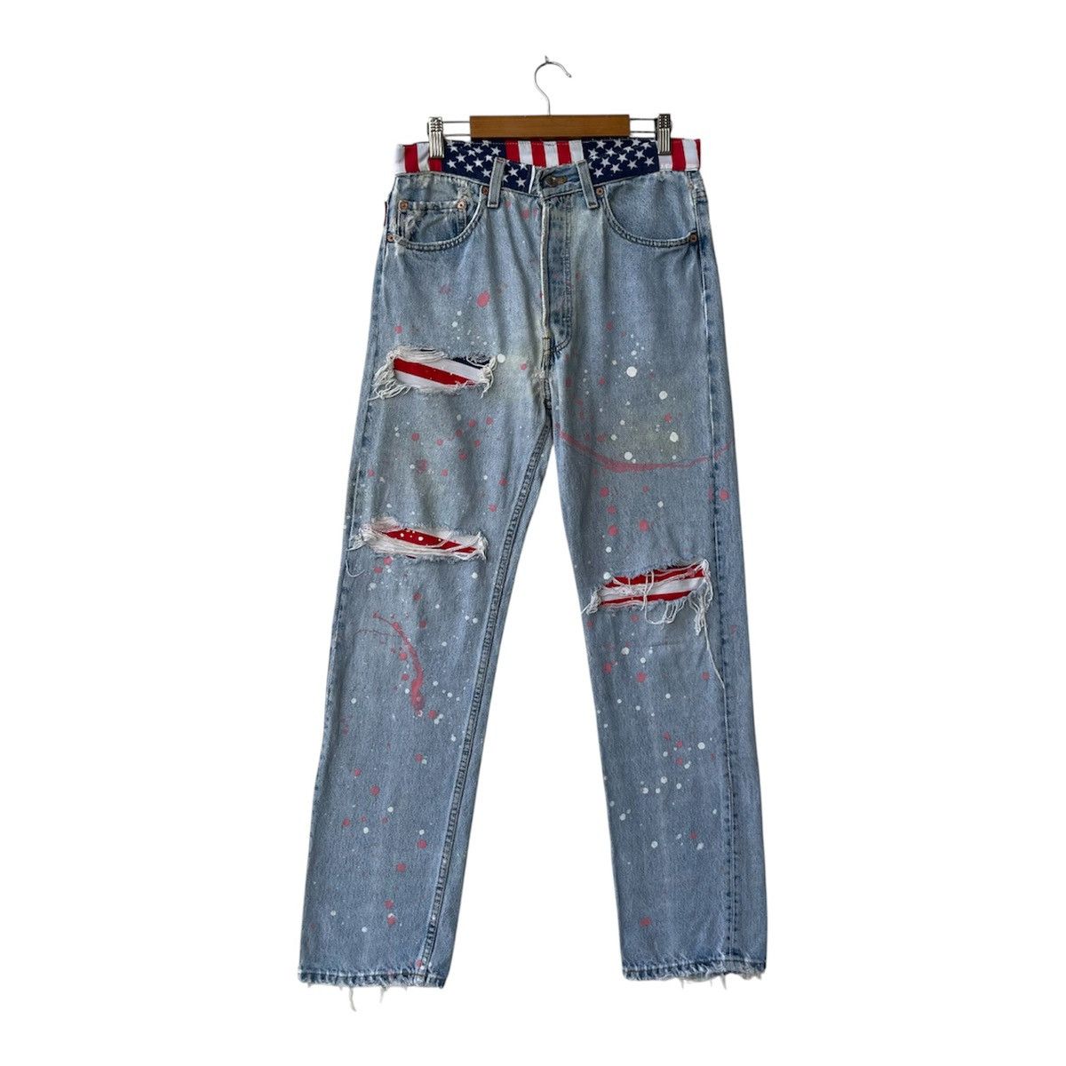 Levi's 90s Levi’s 501 Reworked Americana Paint Splatter Denim Jeans Size US 32 / EU 48 - 3 Thumbnail