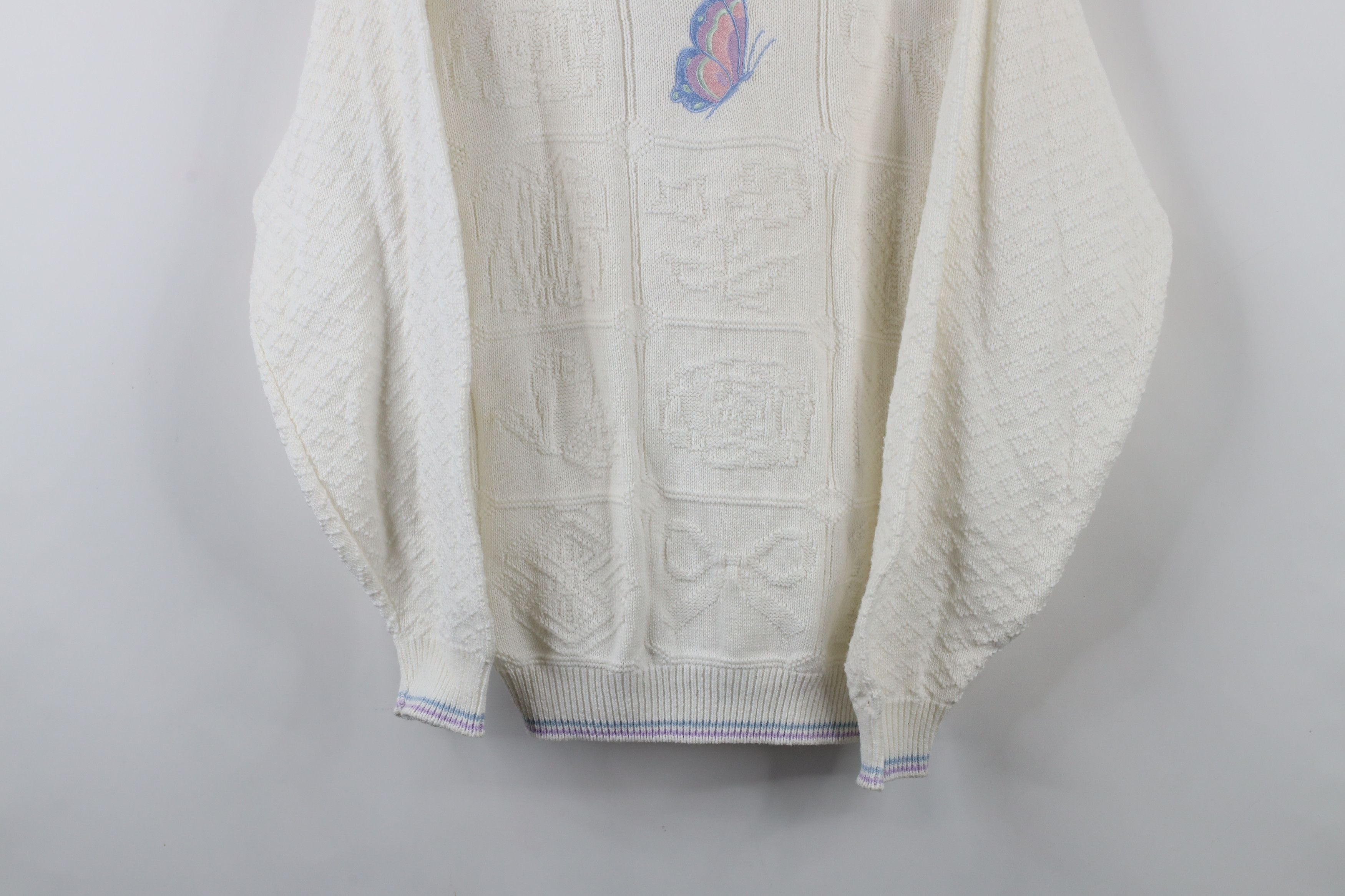 Vintage Vintage 90s Streetwear Flower Knit Collared Sweater USA Size M / US 6-8 / IT 42-44 - 3 Thumbnail