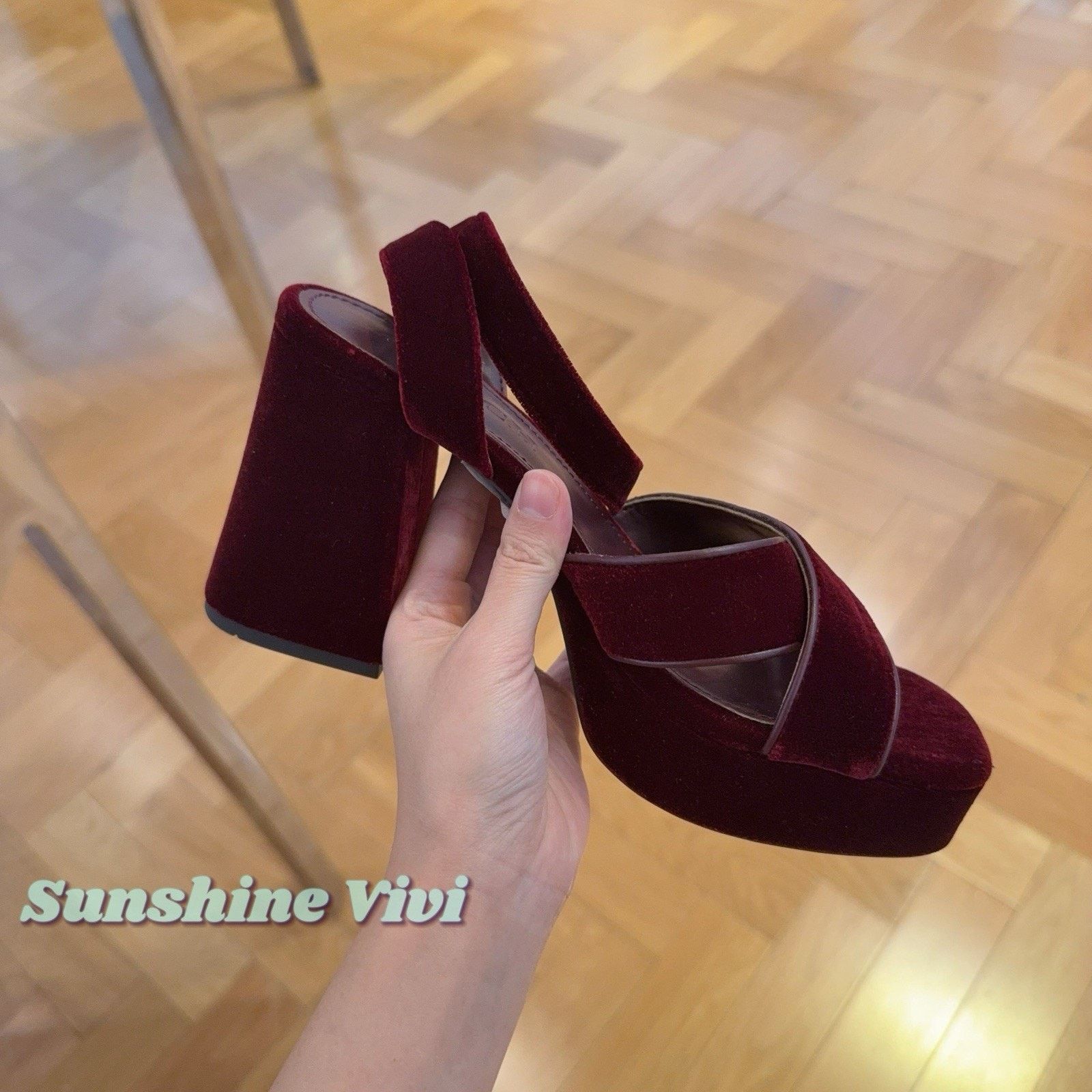 Coach NEW COACH Women Block Heel Sandal Burgundy/merlot CCI07 Size US 6 / IT 36 - 2 Thumbnail