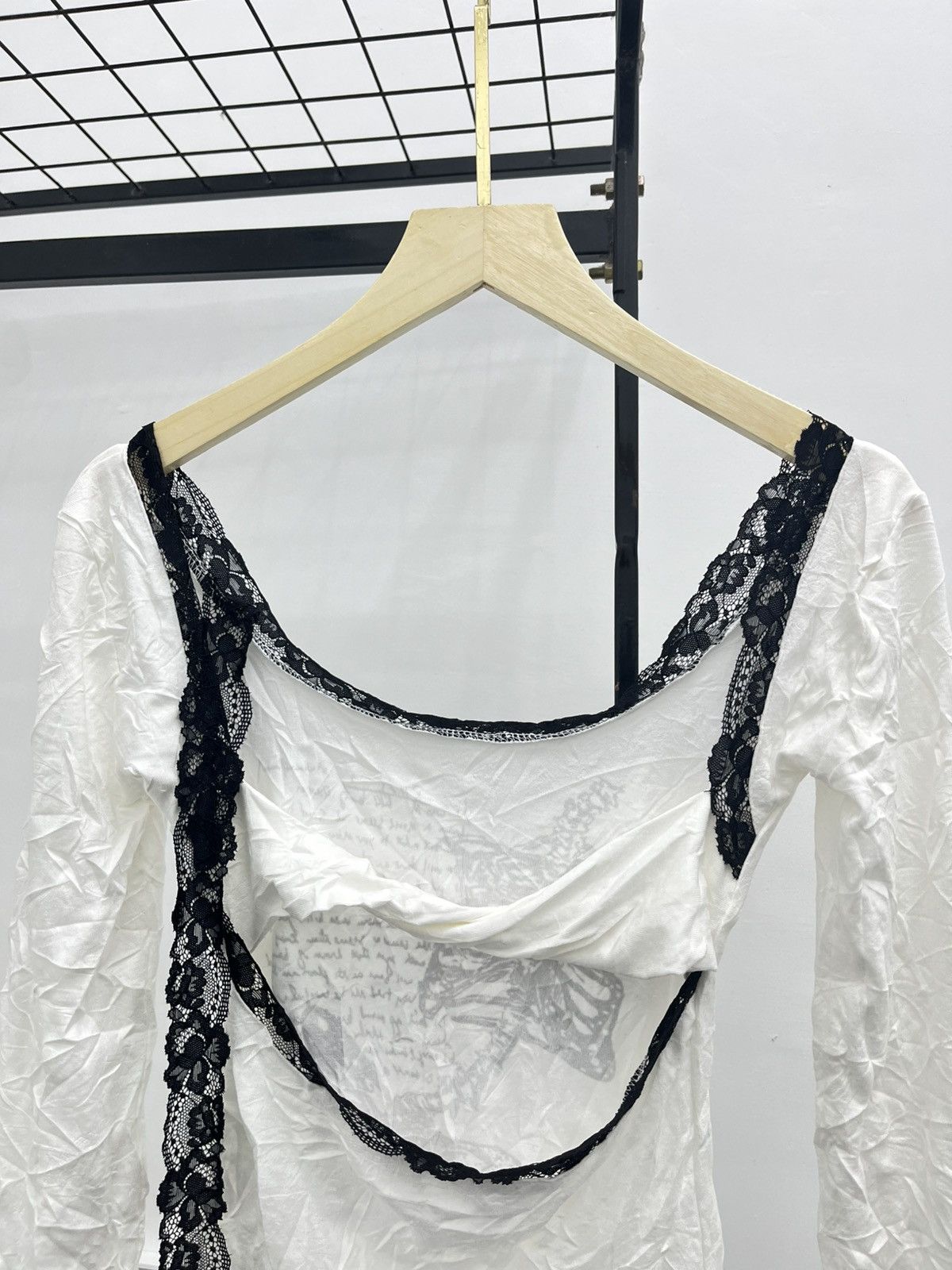 Hysteric Glamour Gothic Japanese Punk Long Sleeve Lace Top – Asymmetrical Cut Size M / US 6-8 / IT 42-44 - 6 Thumbnail