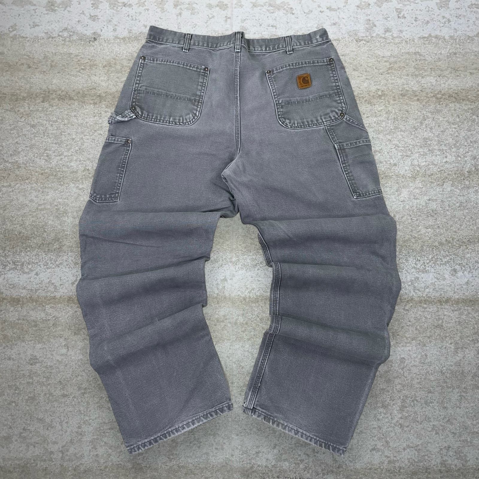 image of Vintage Carhartt Double Knees Carpenter Pants Grey Baggy 90S, Men's (Size 38)