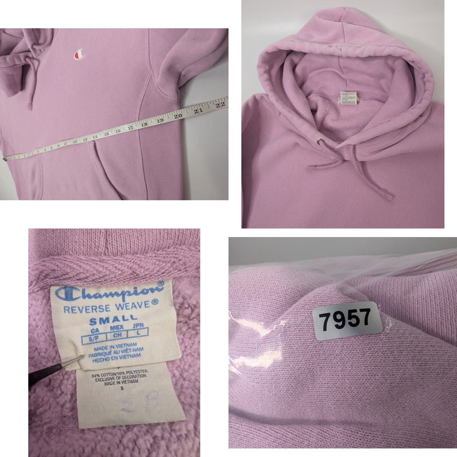 Champion VINTAGE Champion Reverse Weave Hoodie Women's Small Pink Pullover Hooded Sweatshirt Size S / US 4 / IT 40 - 9 Thumbnail