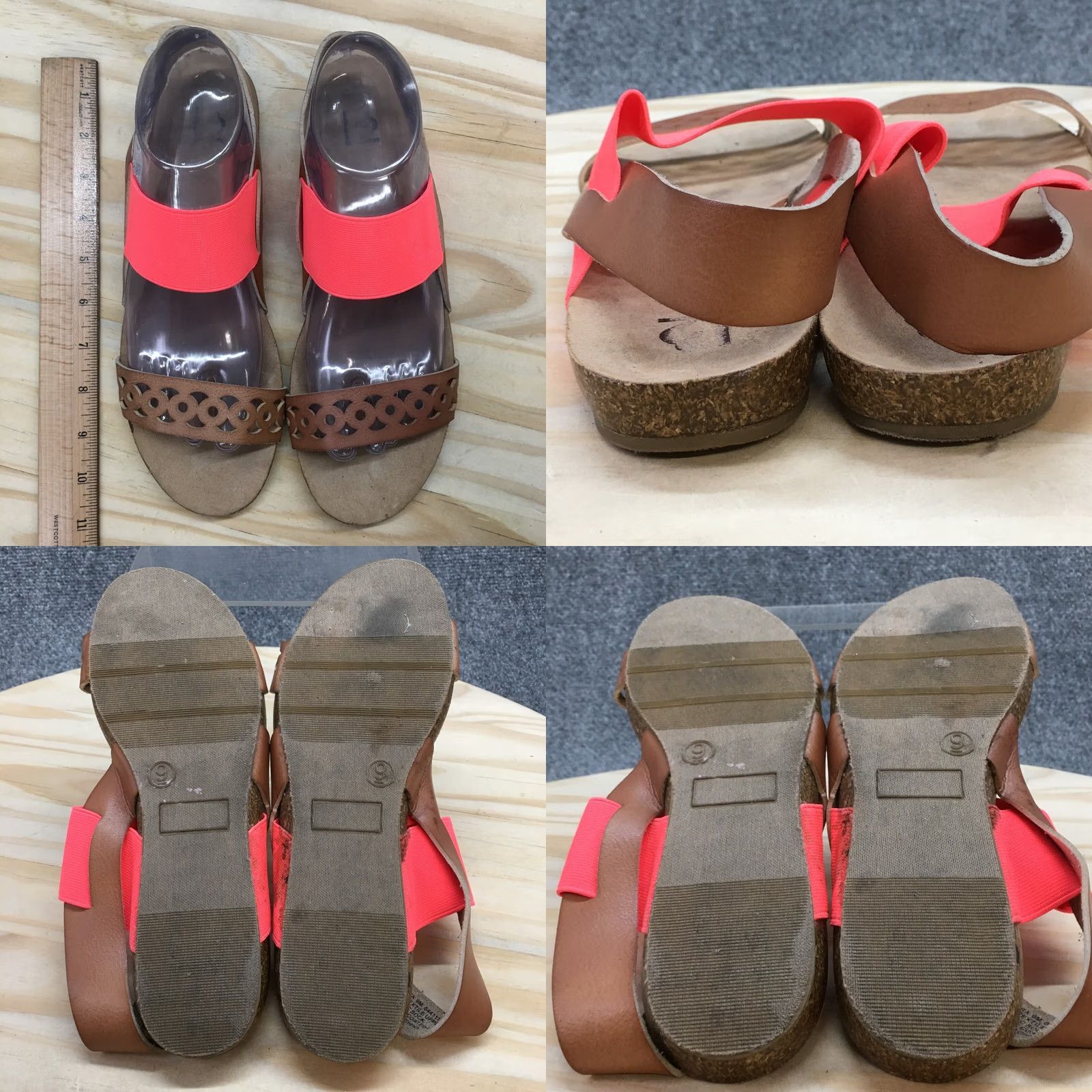 Pinko Slingback Strappy Sandals Womens 9 M Lara Flats Brown Pink Faux Leather Open Toe Size US 9 / IT 39 - 8 Thumbnail