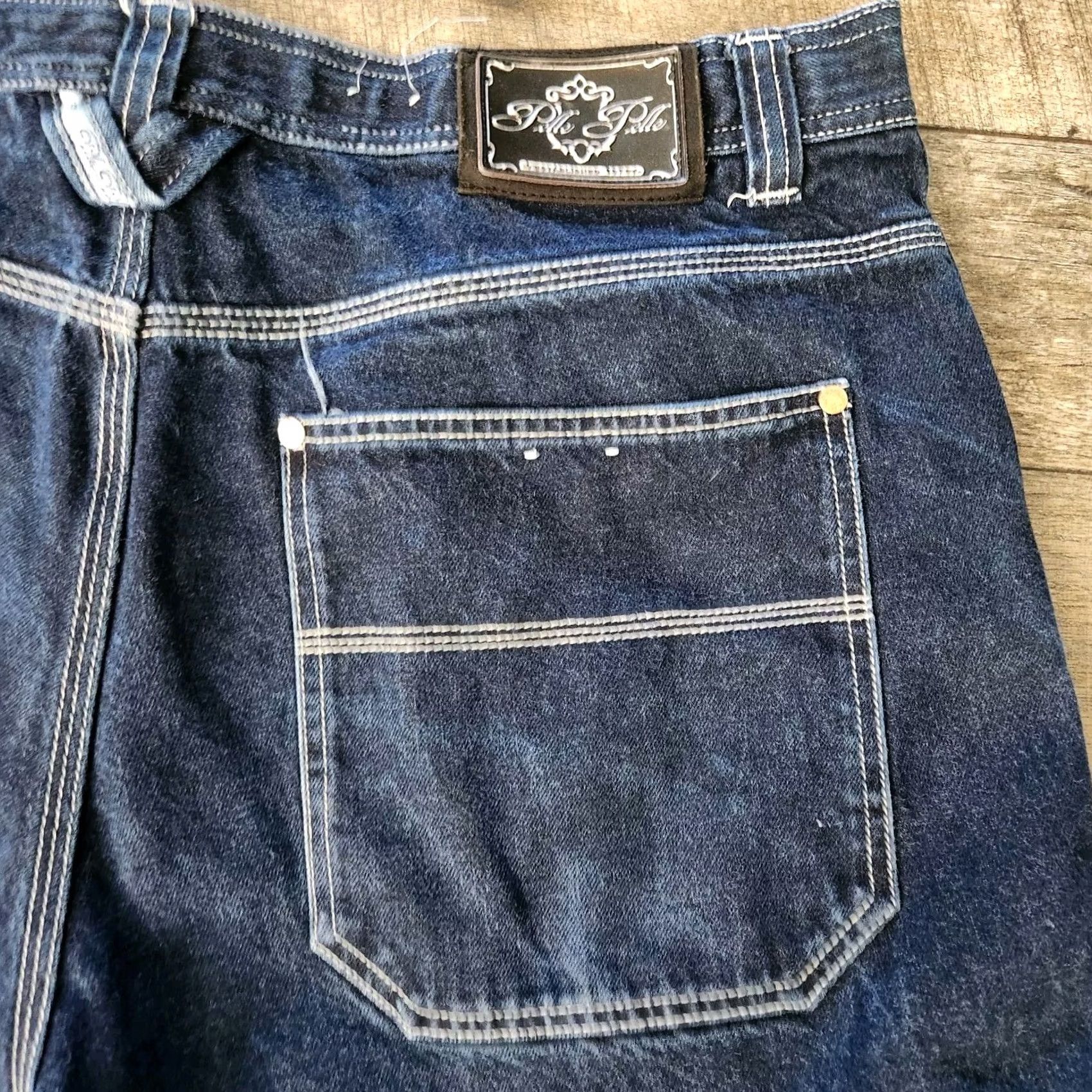 Pelle Pelle VINTAGE Pelle Pelle Men’s 42 Carpenter Jean Shorts Hip Hop Street Wear Jeans Blue 90s 2000s Men Size US 42 / EU 58 - 7 Thumbnail