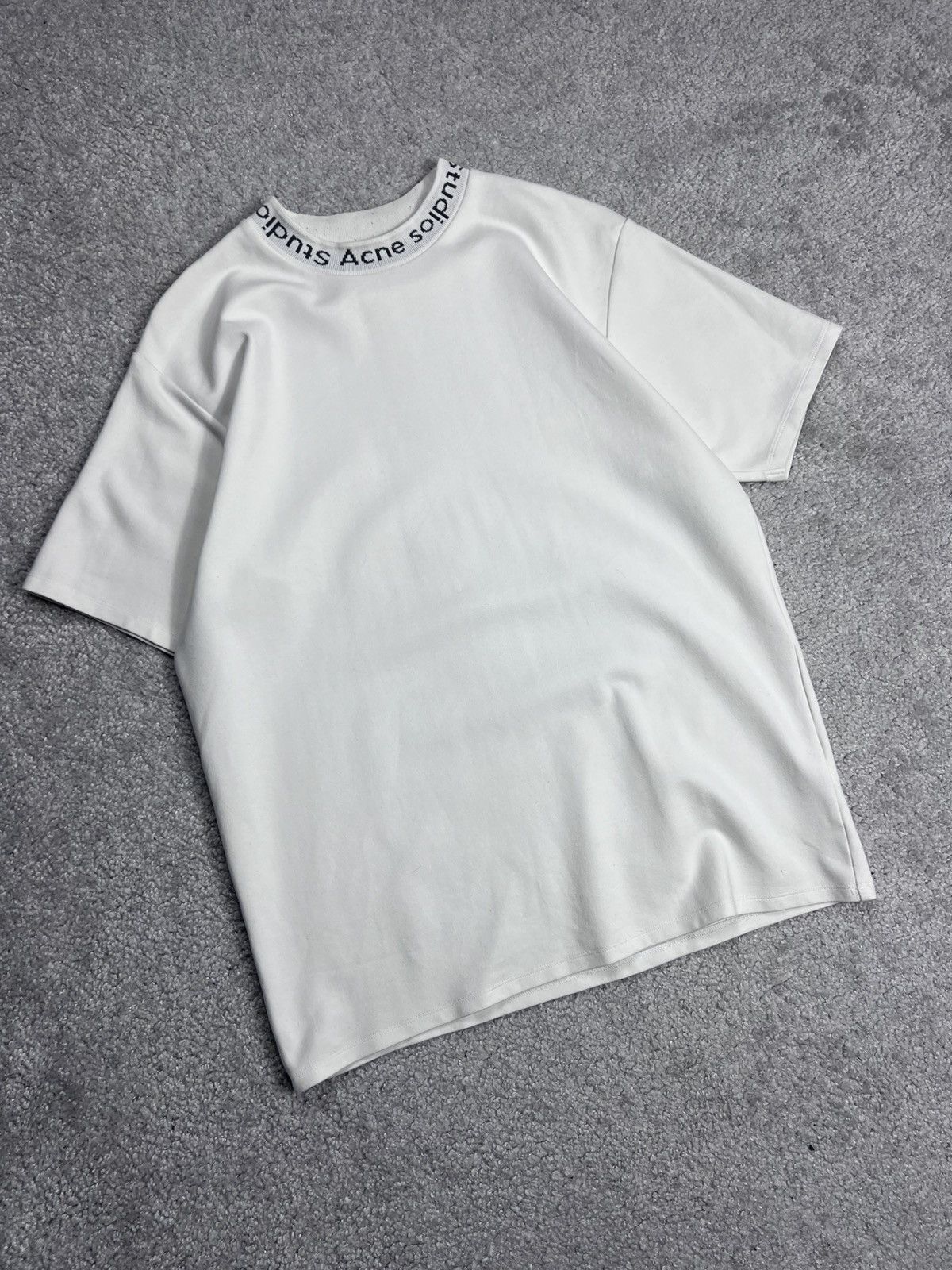Acne Studios Acne Studios Navid Neck Logo White T Shirt Size M Size US M / EU 48-50 / 2 - 4 Thumbnail