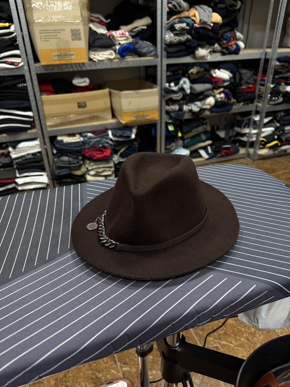 Stella McCartney ❗️New🇮🇹 Stella McCartney Chain-Trim Wool Felt Fedora Hat Italy Size ONE SIZE - 1 Thumbnail