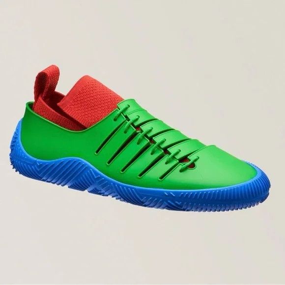 Bottega Veneta o1y0725 Rubber Low-Top Sneakers in Green/Red Size US 4 / IT 34 - 1 Thumbnail