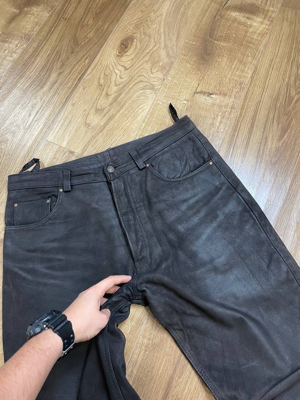 Genuine Leather × Vintage Vintage 90’s Y2K Style Classic Casual Black Leather Pants Size US 36 / EU 52 - 7 Thumbnail