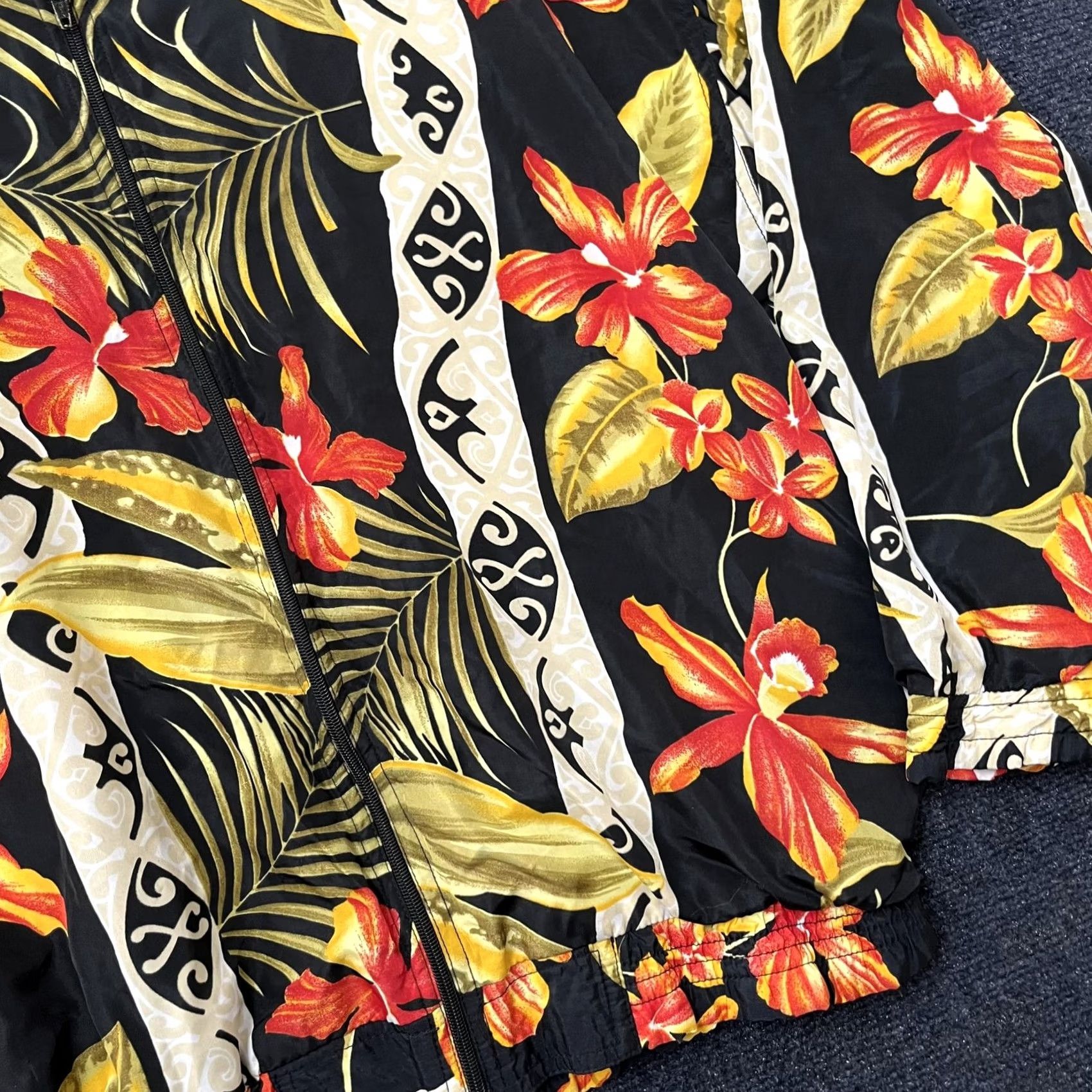 Vintage Kloz Jacket Mens M Black Red Floral Tropical Hawaiian Zip Windbreaker Size US M / EU 48-50 / 2 - 2 Thumbnail