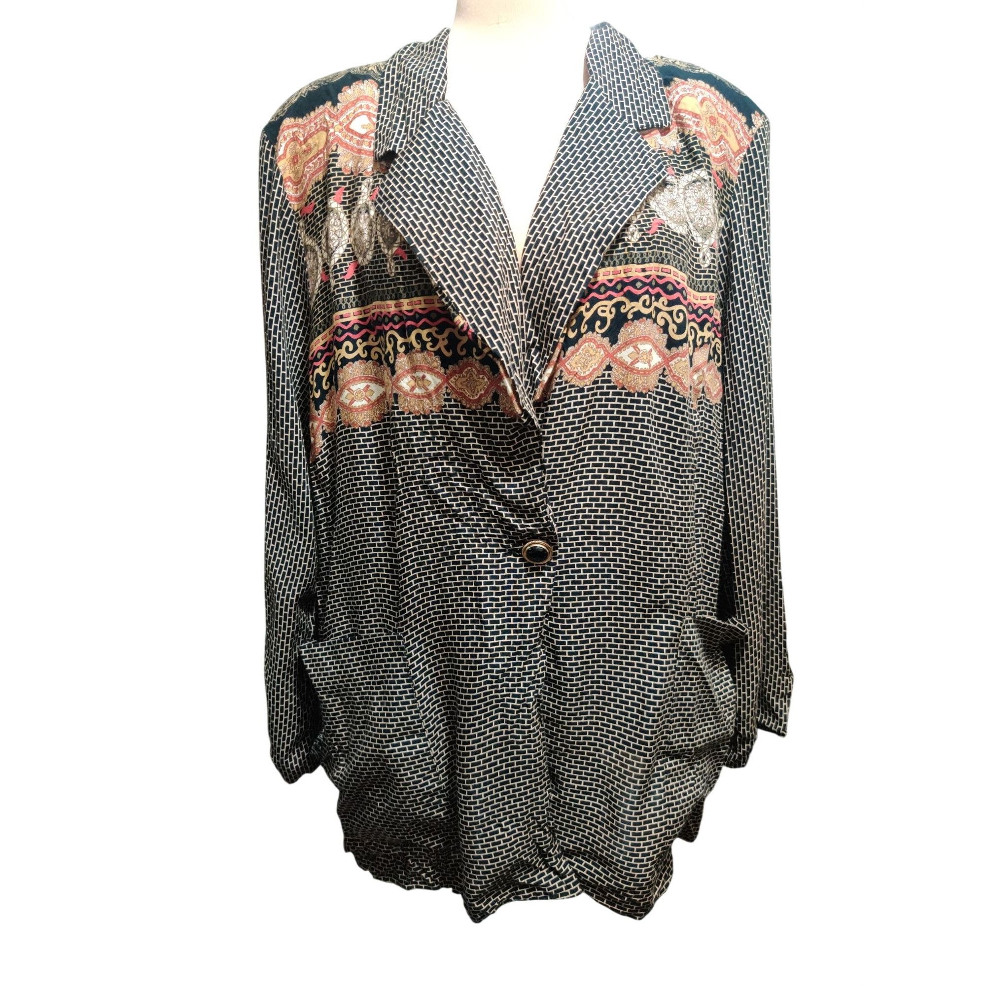 Vintage Vintage Kensington Square Plus Size 2X Black Baroque Graphic Size XXL / US 16-18 / IT 52-54 - 1 Thumbnail