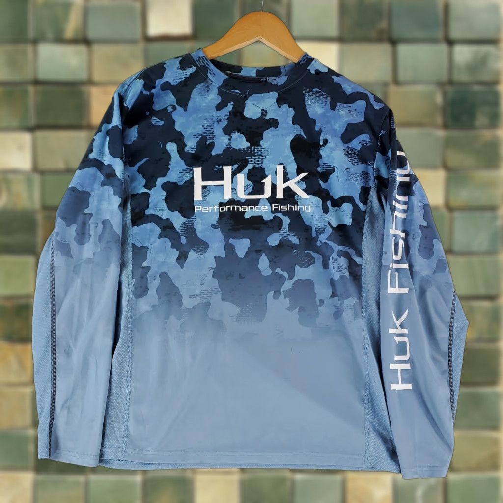 Vintage Huk Shirt Performance Fishing Long Sleeve Light Blue Camo Mens M Size US M / EU 48-50 / 2 - 1 Thumbnail