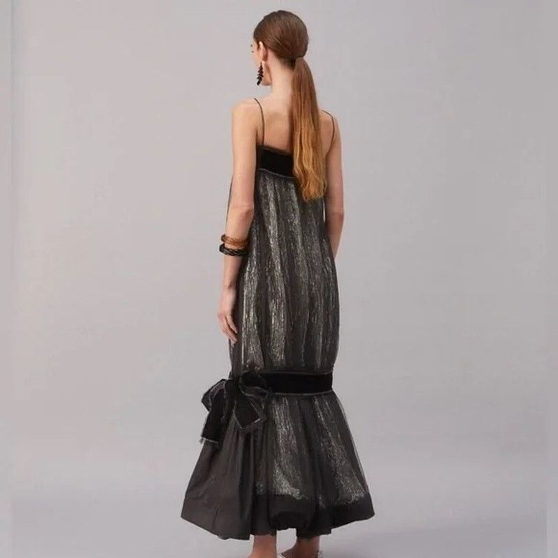 Tory Burch Tory Burch Crinkle Stripe Lamé Dress black silver Size 6 Size M / US 6-8 / IT 42-44 - 2 Thumbnail