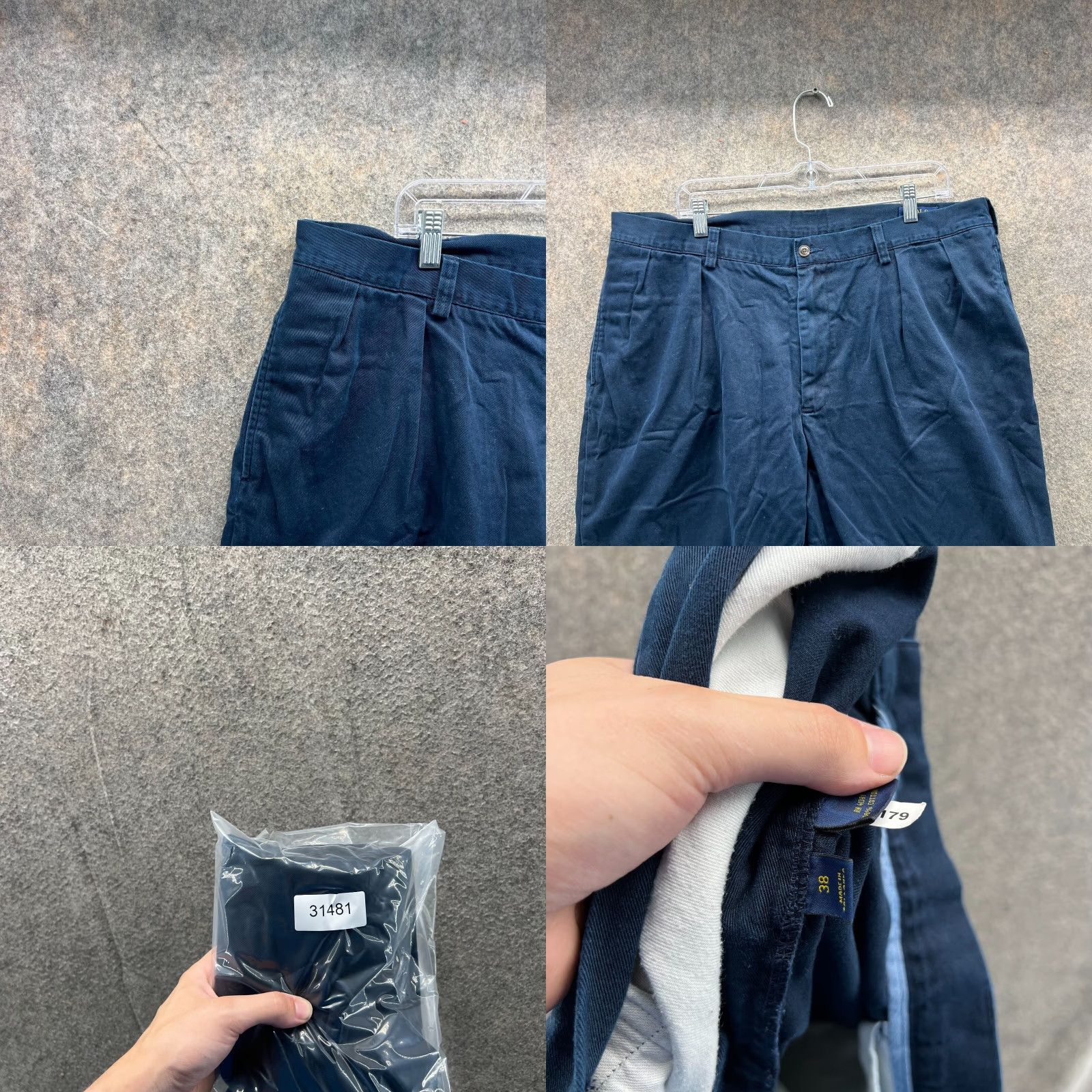 Polo Ralph Lauren VINTAGE Ralph Lauren Shorts Mens 38 Blue Navy Chino Pleated 9' Canvas Cotton Shirt Size US 38 / EU 54 - 8 Thumbnail