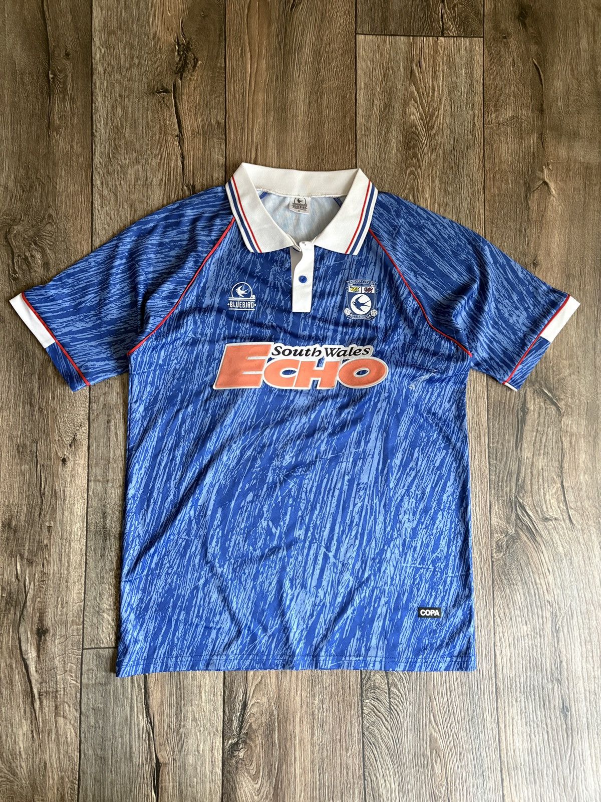 Vintage 1992/1993 Cardiff City Home BlueBird Football Soccer Jersey Size US M / EU 48-50 / 2 - 1 Thumbnail