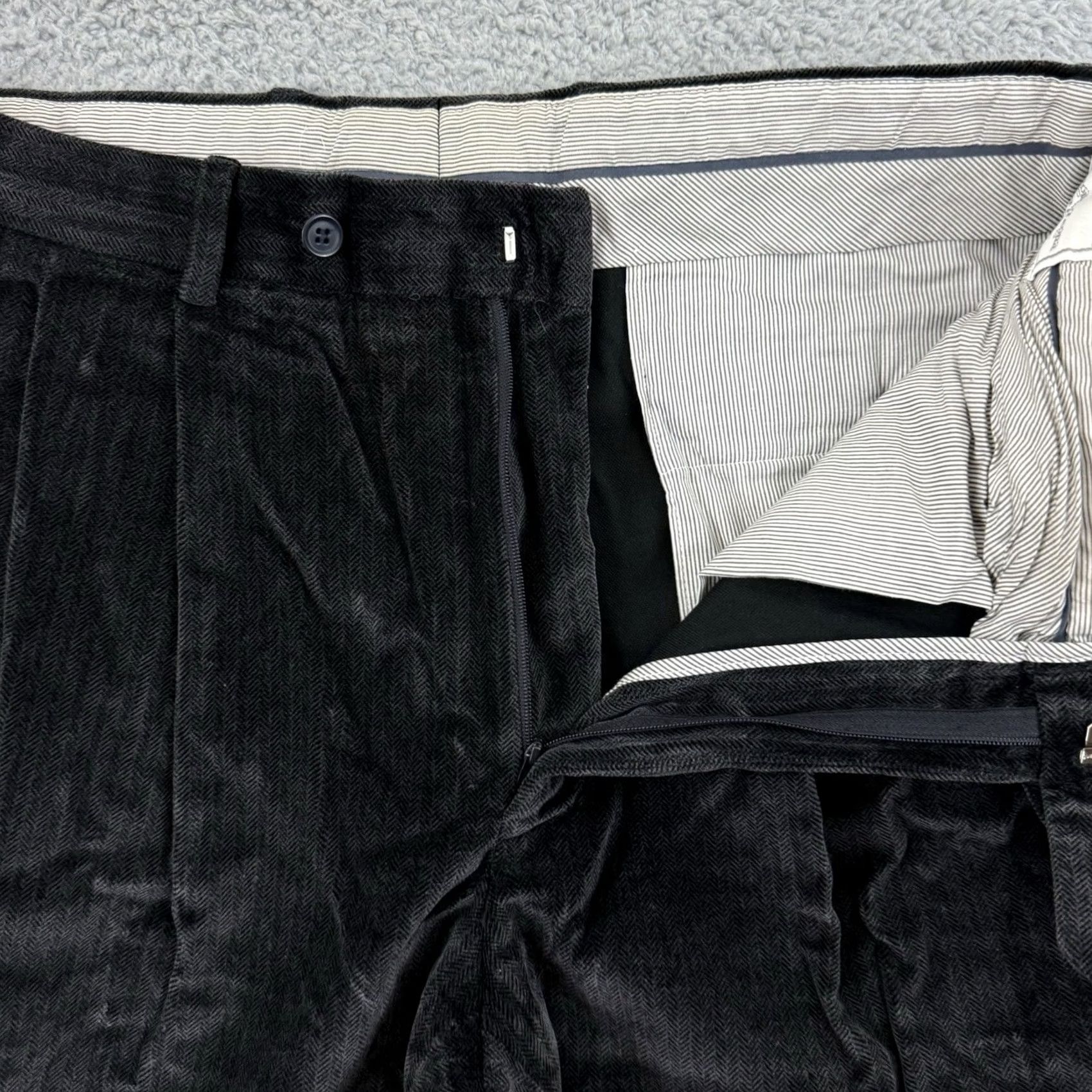 Ermenegildo Zegna VINTAGE Ermenegildo Zegna Pants Mens 36x31 Black Velvet High Rise Classic Fit Trousers Size US 36 / EU 52 - 4 Thumbnail