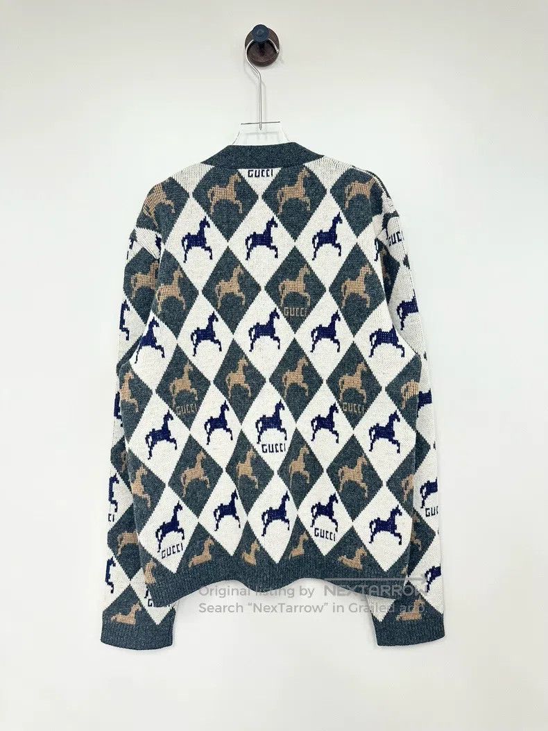 Gucci Gucci Gray-black diamond check full-print pony logo cardig Size US S / EU 44-46 / 1 - 2 Thumbnail