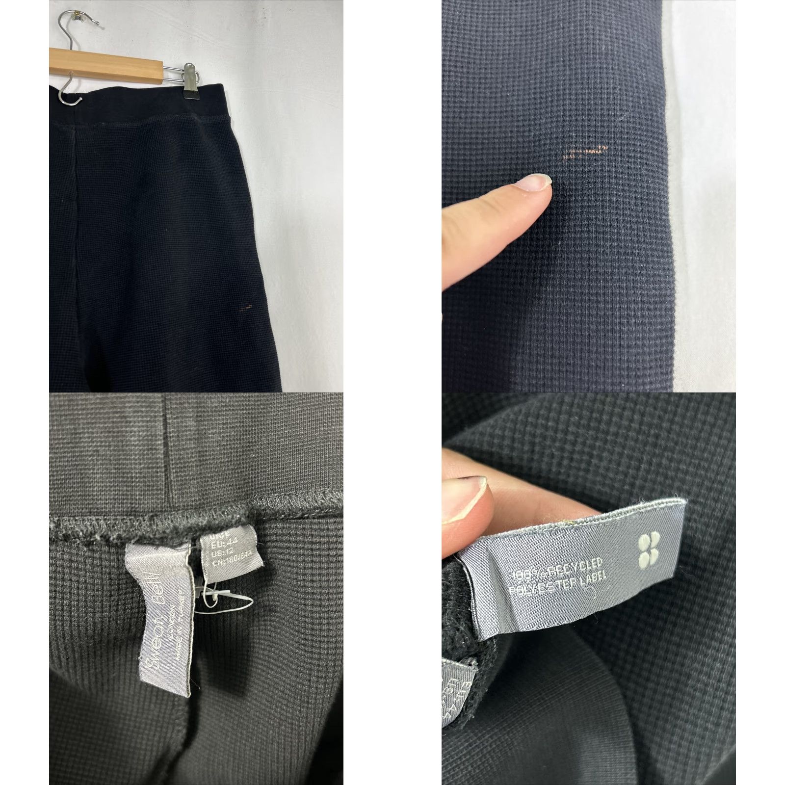 Sweaty Betty Sweaty Betty Sweatpants Womens Size 12 Black Ankle Waffled Thermal 31x28 Comfort Activewear Size 34" / US 12 / IT 48 - 9 Thumbnail