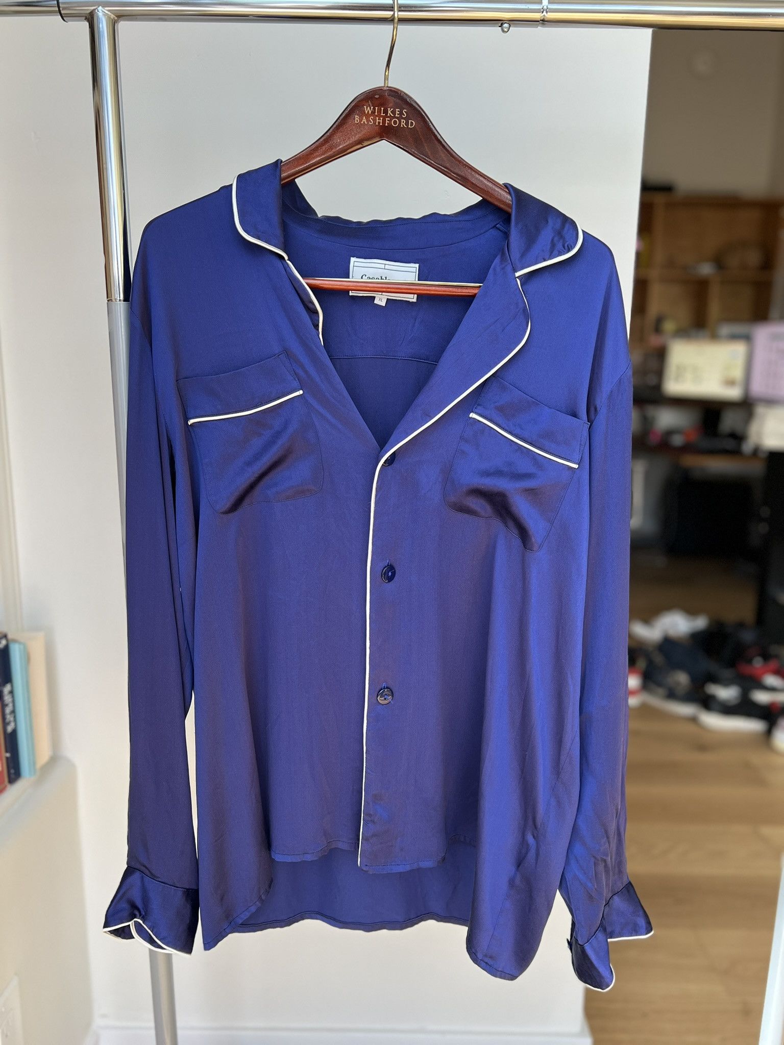 Casablanca Piped Blue Silk Pajama Set Size US XL / EU 56 / 4 - 6 Thumbnail