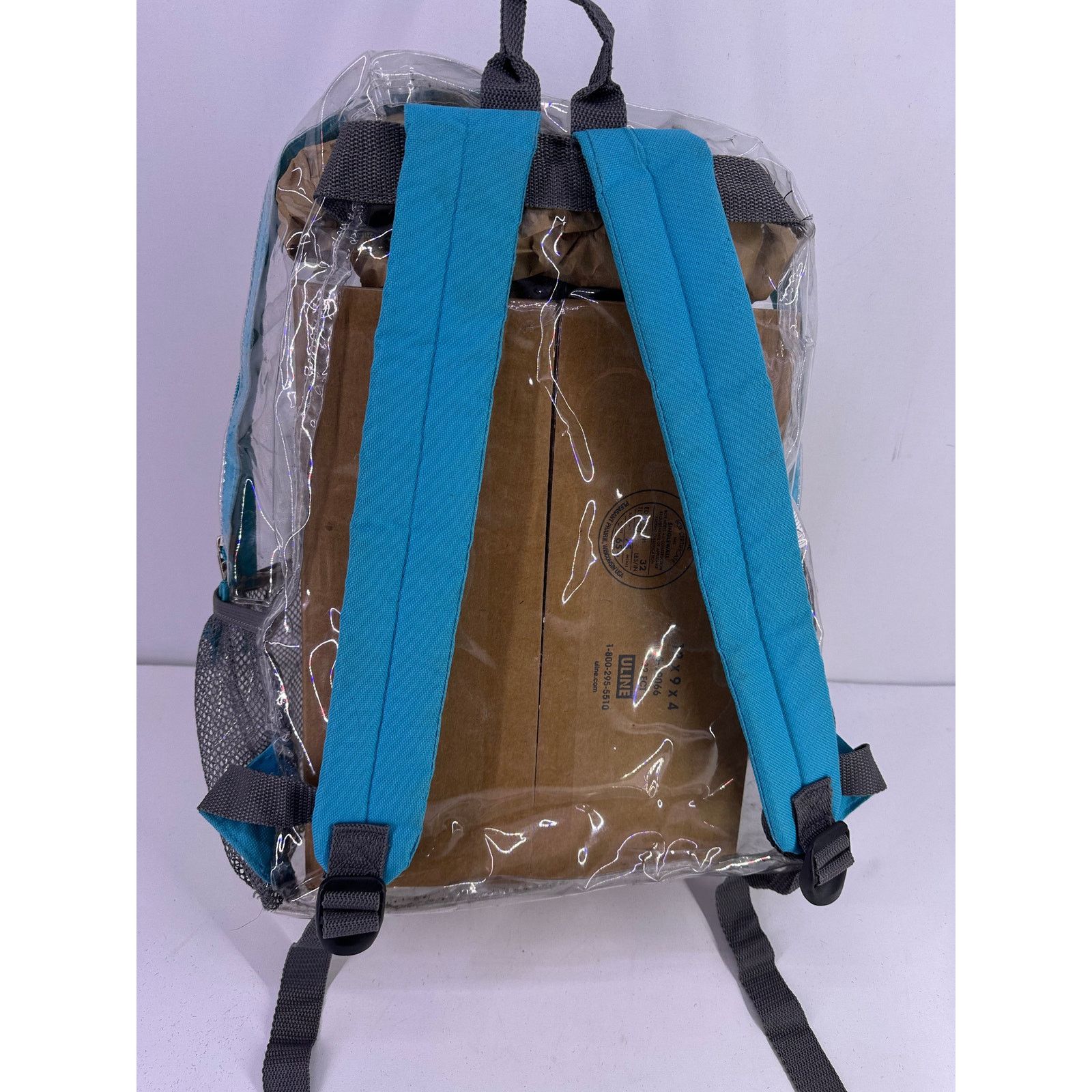 Other Adult Teenager Clear Backpack With Blue Straps 17” Tall Size ONE SIZE - 5 Thumbnail