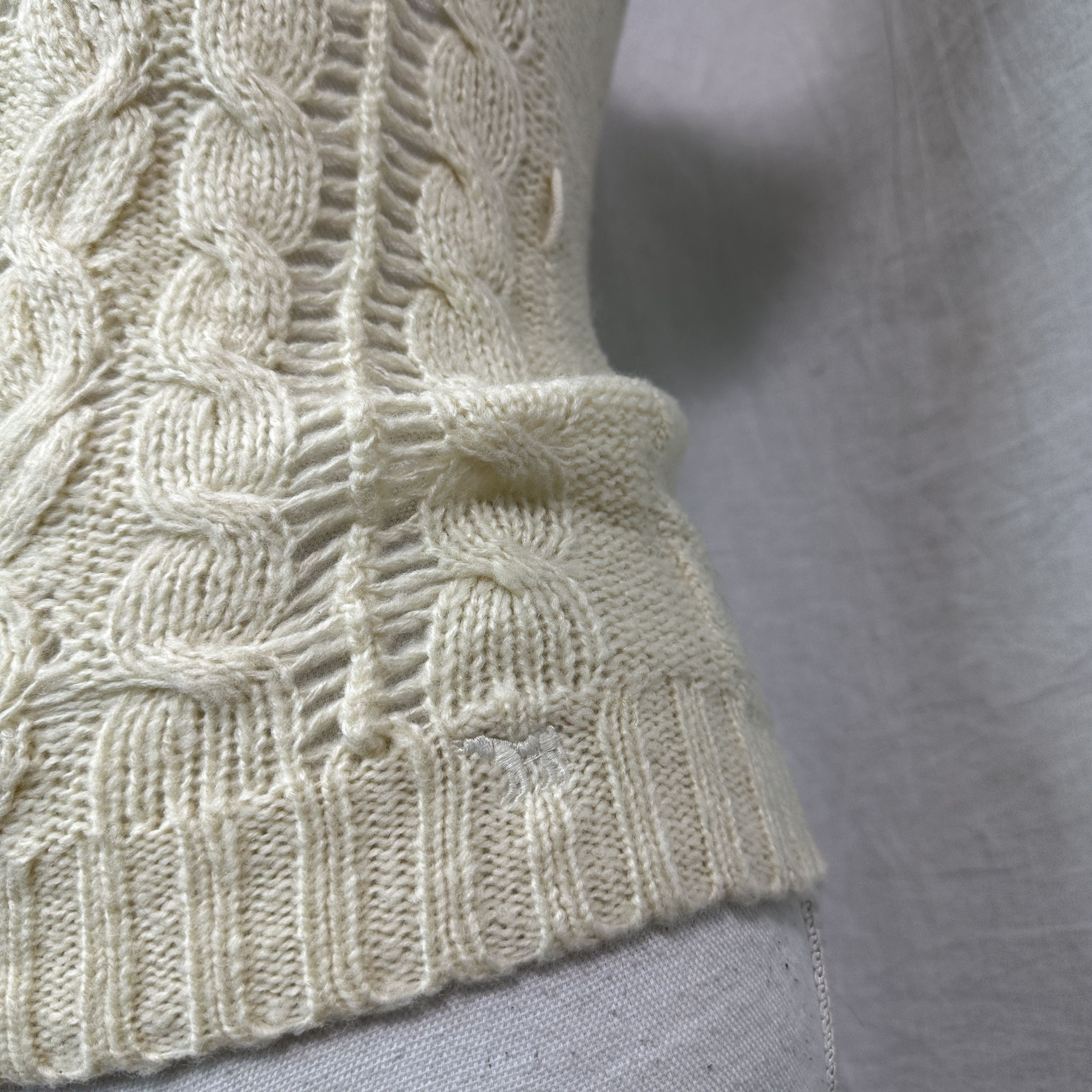 Vintage Vintage Cottage Big Collar Cream Knitted Sweater Y2K Size XS / US 0-2 / IT 36-38 - 5 Thumbnail