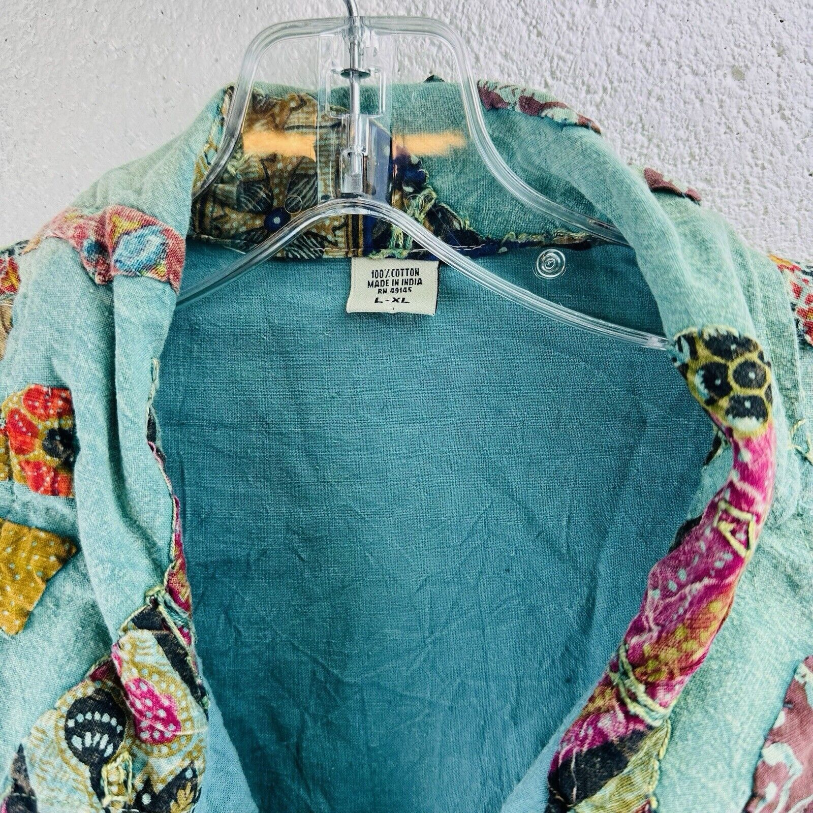 Other Art To Wear Indie Elephant Kimono Blouse Teal Sz L/XL Size XL / US 12-14 / IT 48-50 - 5 Thumbnail
