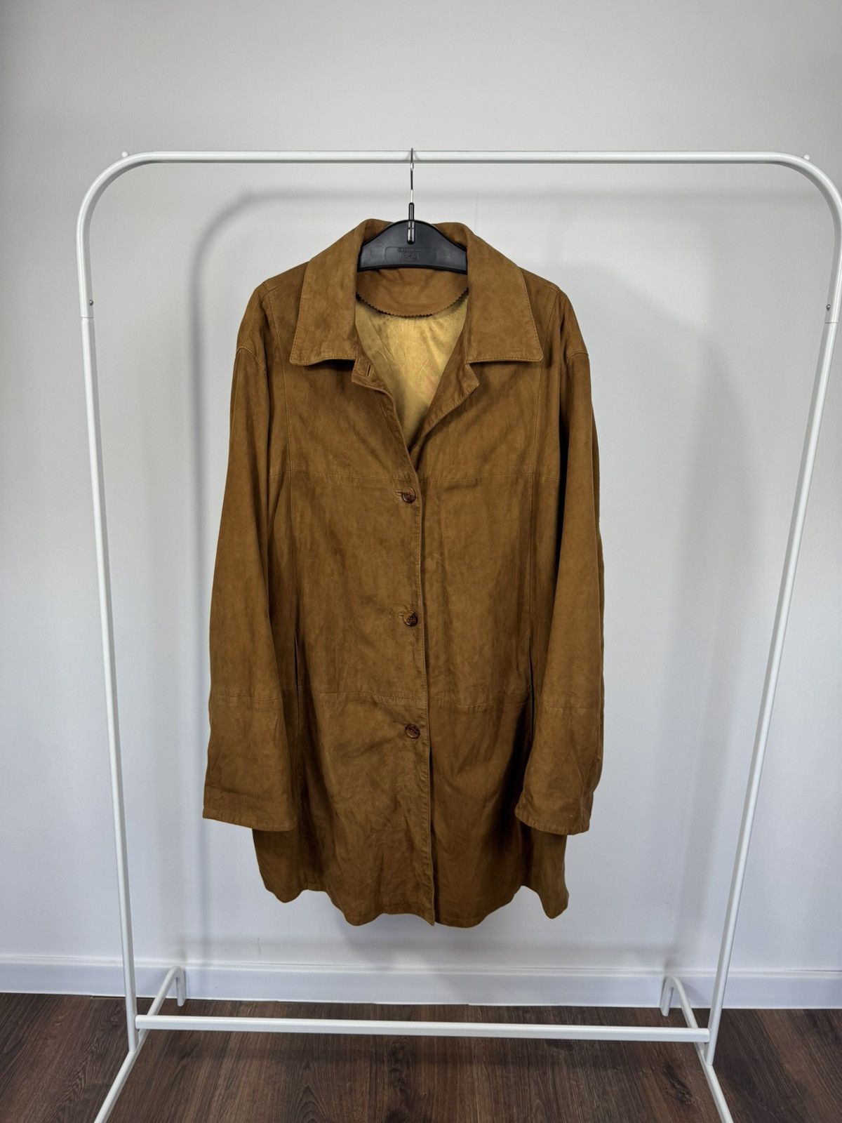 Leather Vintage Brown Suede Leather Trench Coat Jacket Men’s Coat Size US L / EU 52-54 / 3 - 1 Thumbnail