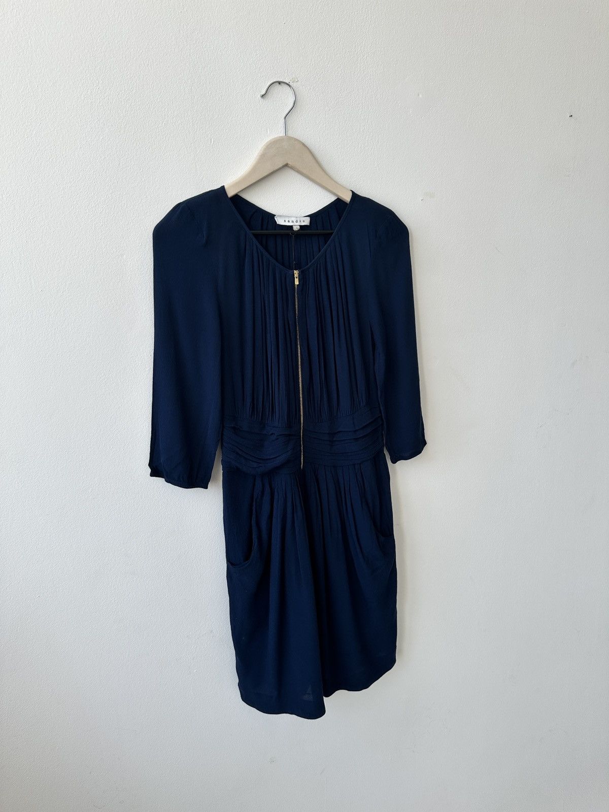 Sandro Sandro Paris blue zip midi dress viscose Size S / US 4 / IT 40 - 2 Thumbnail