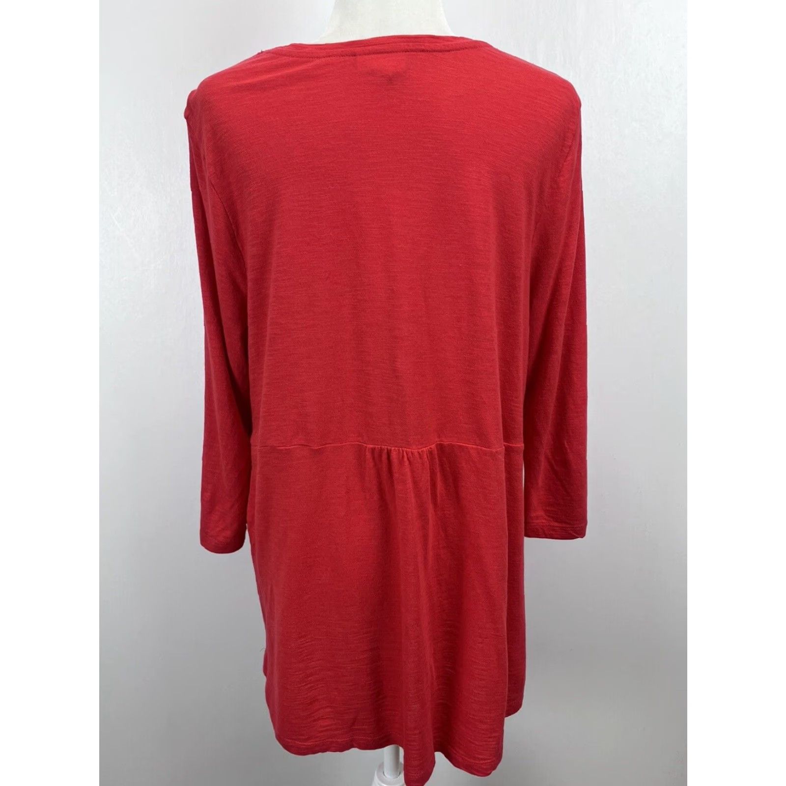 J. Jill J. Jill Tunic Top Long Sleeve Red Cotton Blend Casual Womens Large Size L / US 10 / IT 46 - 3 Thumbnail