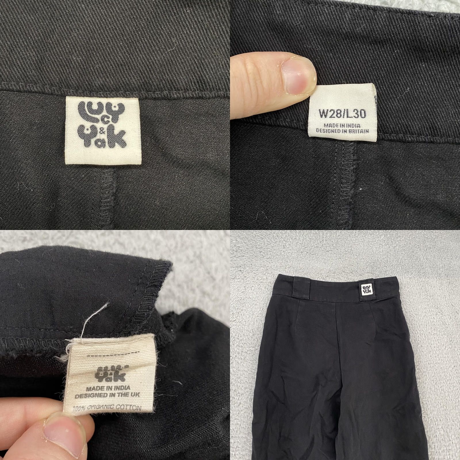 Vintage Lucy & Yak Pants Womens W28 L30 Black High Waist Organic Cotton Chino Pleated Size 28" / US 6 / IT 42 - 8 Thumbnail