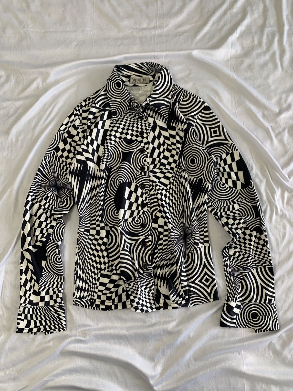 Vintage trippy geomatric psychedelic top button up shirt Size S / US 4 / IT 40 - 7 Thumbnail