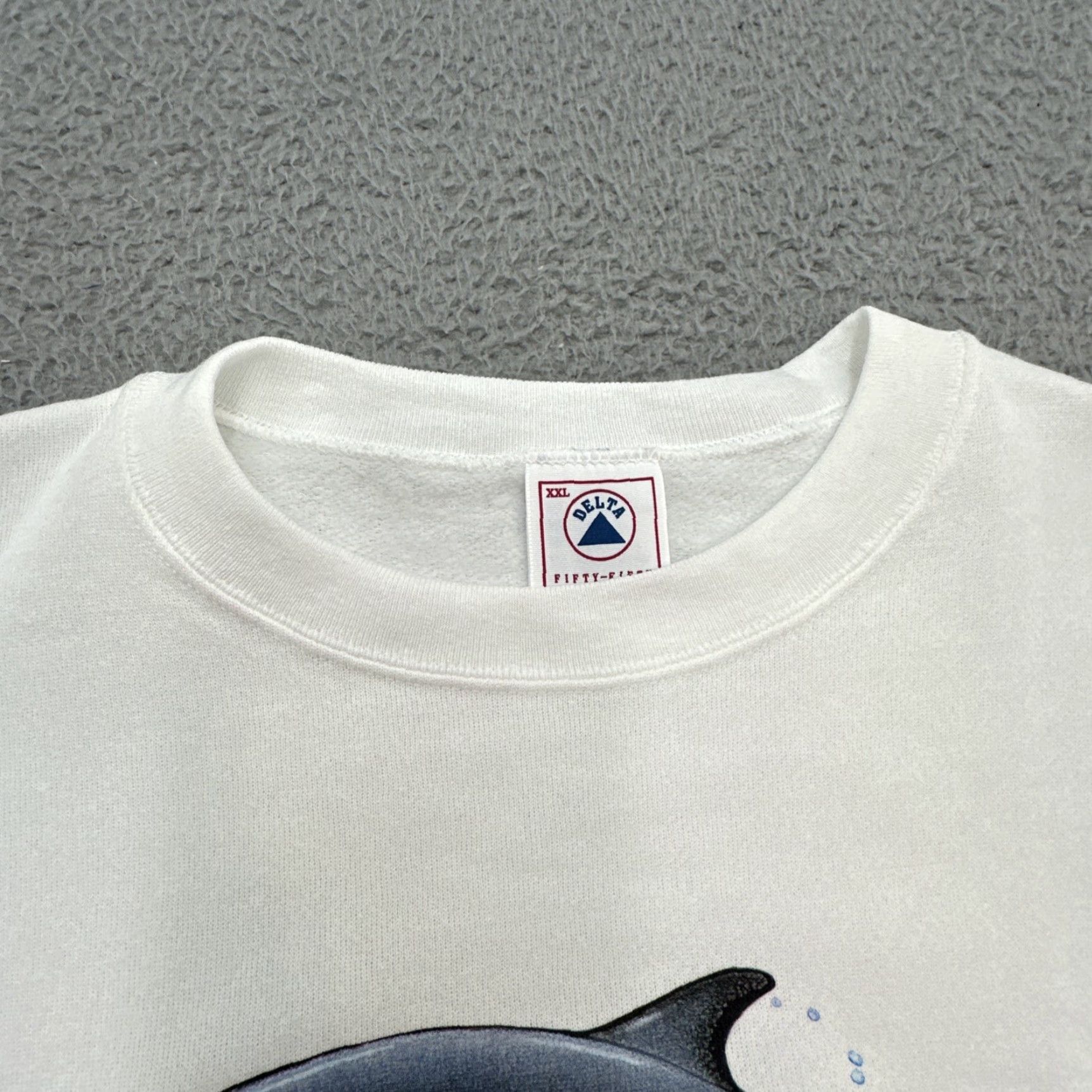 Delta VINTAGE 90s Dolphins Waves Airwaves Sweatshirt Men 2XL White Pullover Size US XXL / EU 58 / 5 - 3 Thumbnail