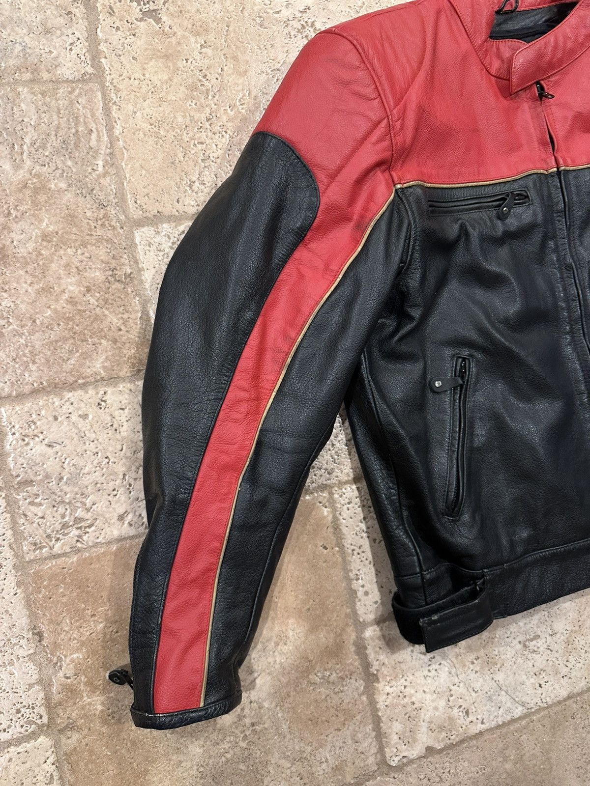 Vintage Vintage Xelement Red / Black Racer Moto Biker Leather Jacket Size US XXL / EU 58 / 5 - 5 Thumbnail