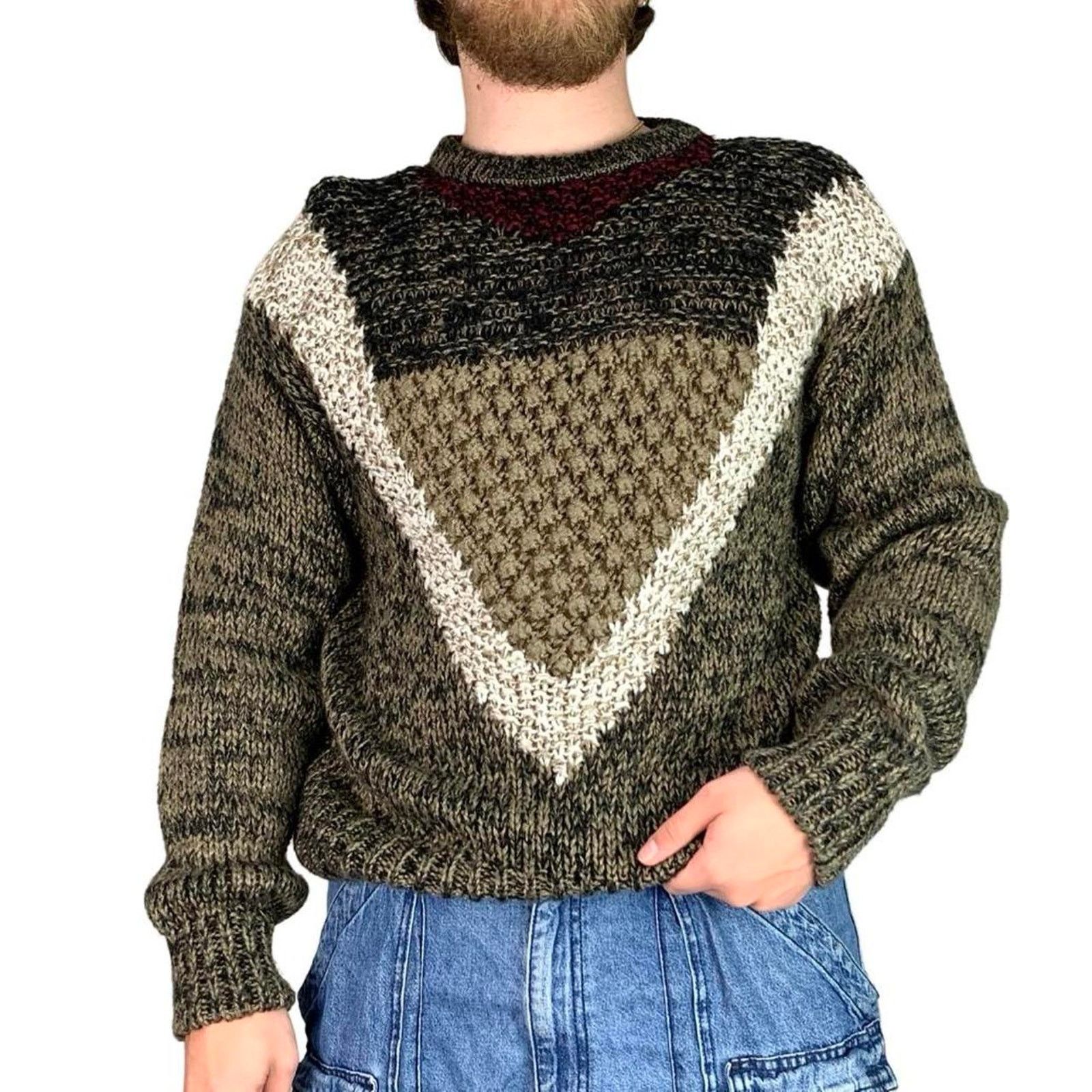Vintage Vintage 90s Hand Knit Chunky Sweater Size US S / EU 44-46 / 1 - 2 Thumbnail