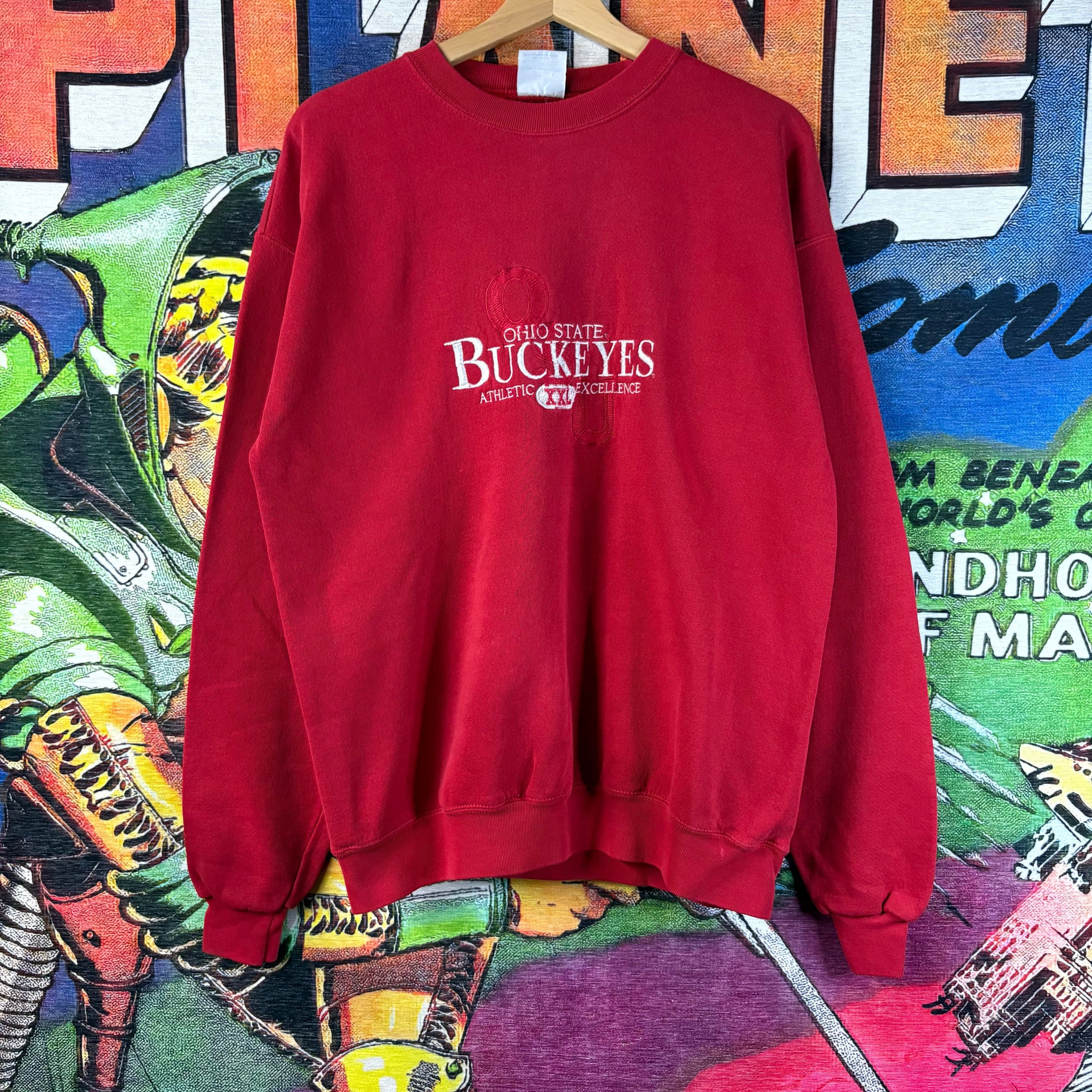 Vintage Vintage 90s Red Ohio State Buckeyes SweatShirt Size Large Size US L / EU 52-54 / 3 - 1 Thumbnail
