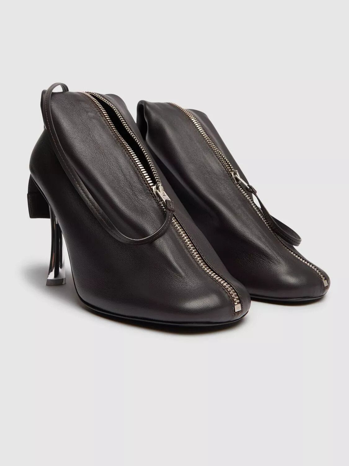 Acne Studios ACNE STUDIOS $1150 Dark Brown Leather 100mm Zip Pumps New Size US 7 / IT 37 - 2 Thumbnail