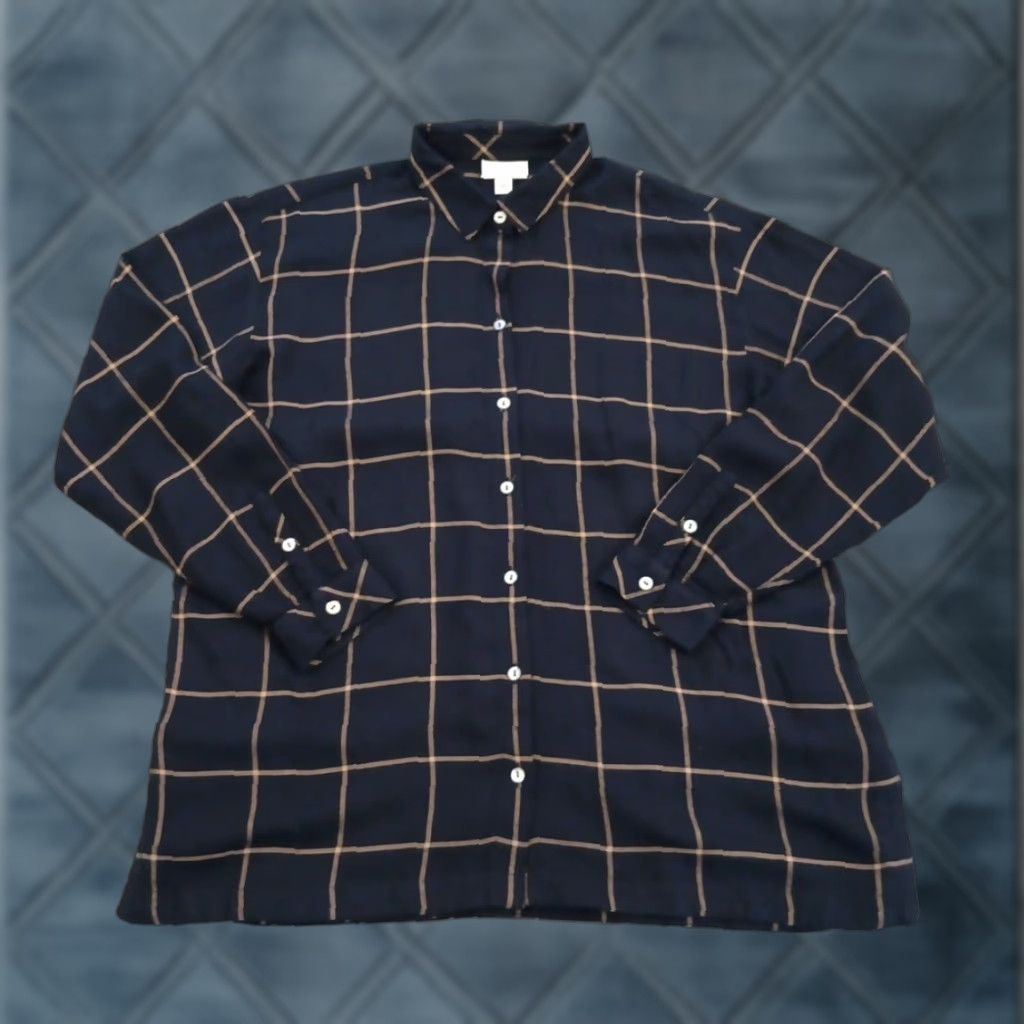 J. Jill J.Jill Shirt Womens Small Black Beige Plaid Long Sleeve Button Up Tunic S Black Plaid 60s? Size S / US 4 / IT 40 - 1 Thumbnail