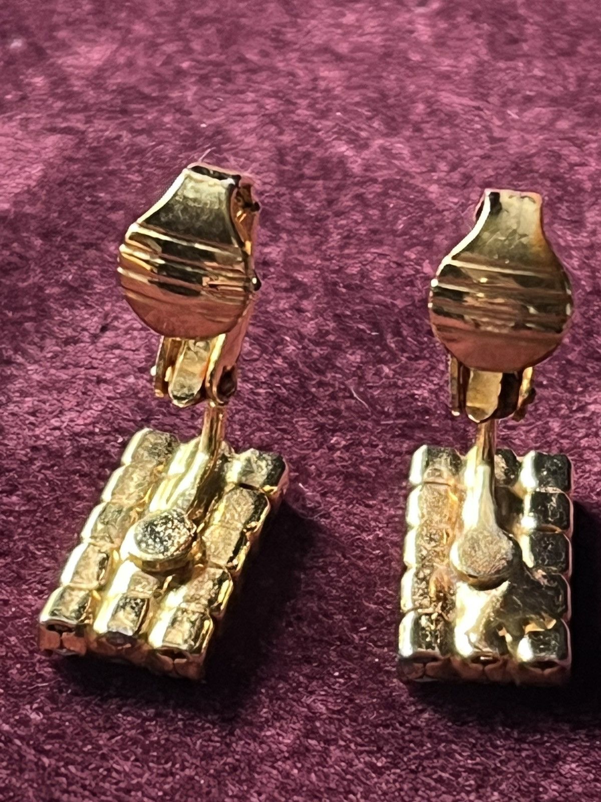 Other Vintage 1980s Gold Tone Rhinestone Clip On Earrings Glam Size ONE SIZE - 3 Thumbnail
