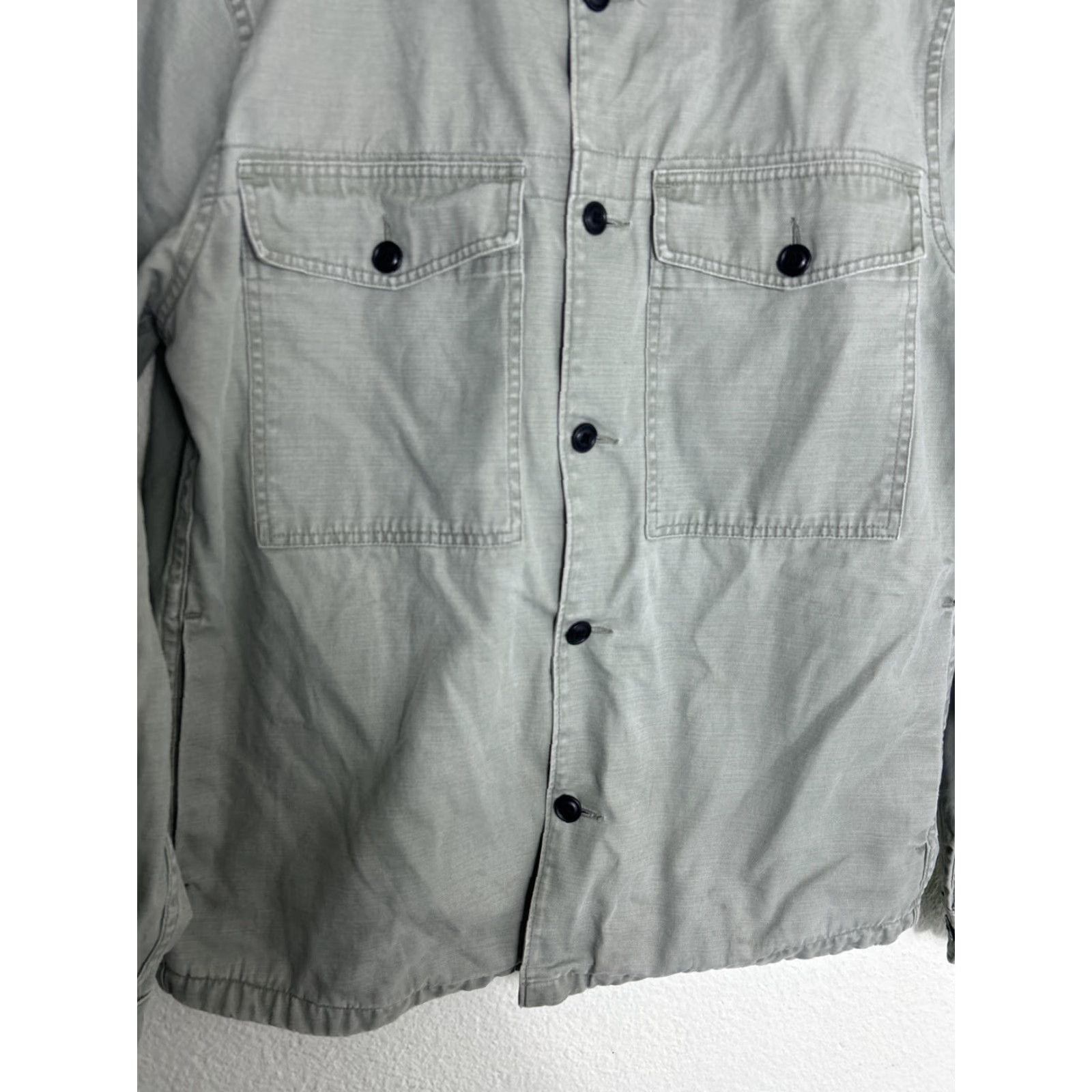 Abercrombie & Fitch Abercrombie & Fitch Mens Large Green Button-Up Cotton Field Jacket Long Sleeve Size US L / EU 52-54 / 3 - 6 Thumbnail