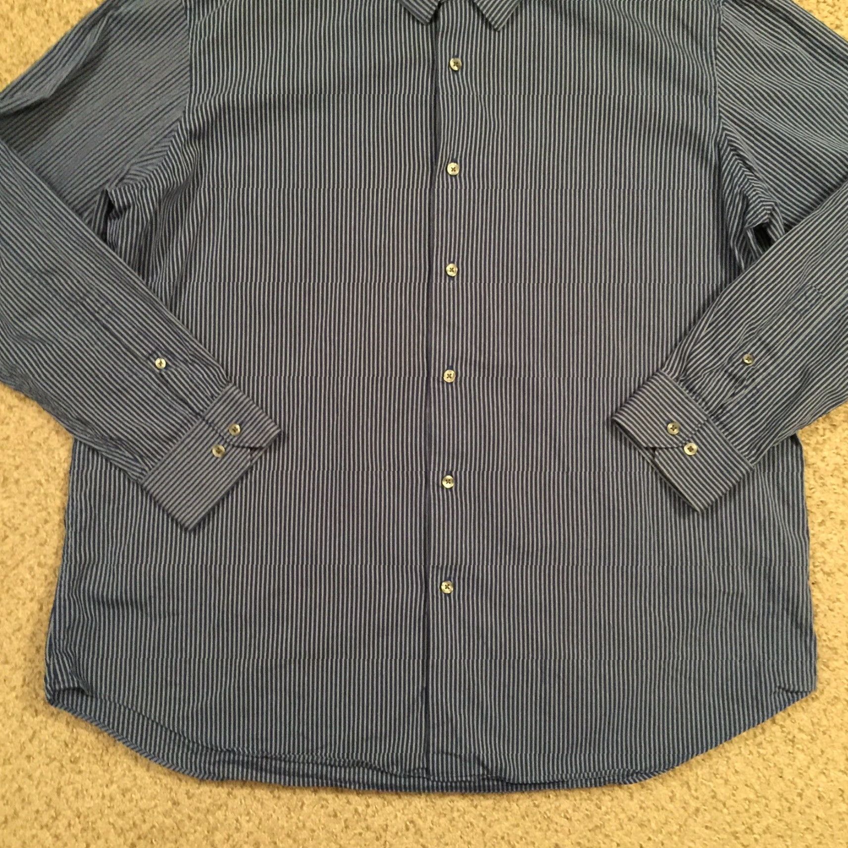 Apt. 9 Apt 9 Shirt Mens XXL Blue Striped Long Sleeve Button Up Size US XXL / EU 58 / 5 - 4 Thumbnail