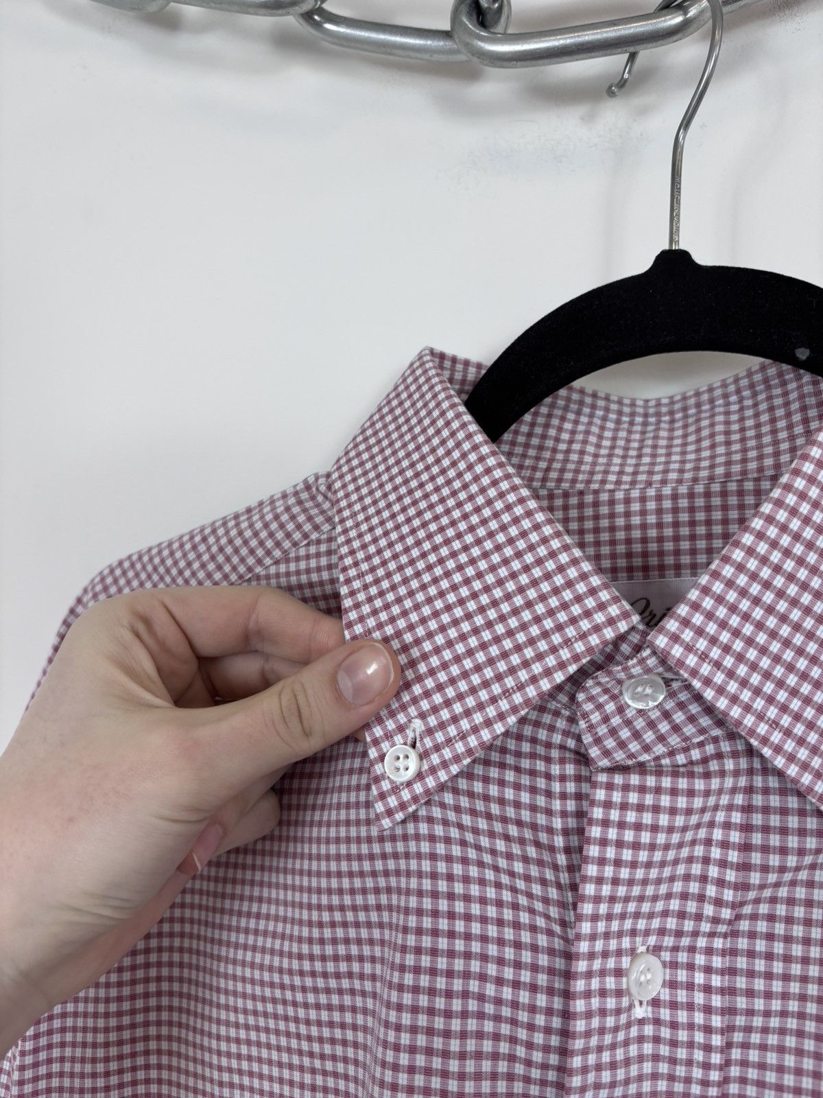 Brioni Brioni Men’s Micro Check Pink Button Down Long Sleeve Shirt Size US L / EU 52-54 / 3 - 6 Thumbnail