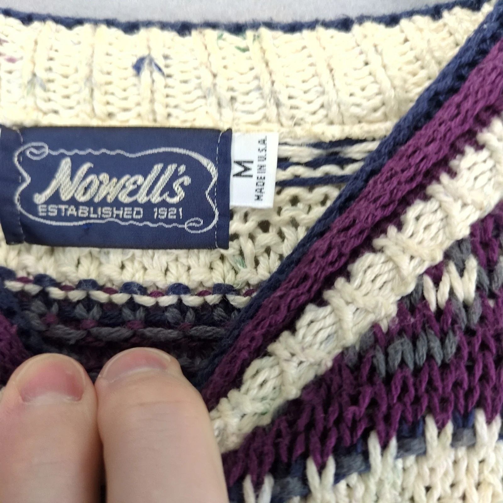 Vintage Nowell's Pullover Knit Fair Isle Sweater Men's M Cotton USA Size US M / EU 48-50 / 2 - 3 Thumbnail