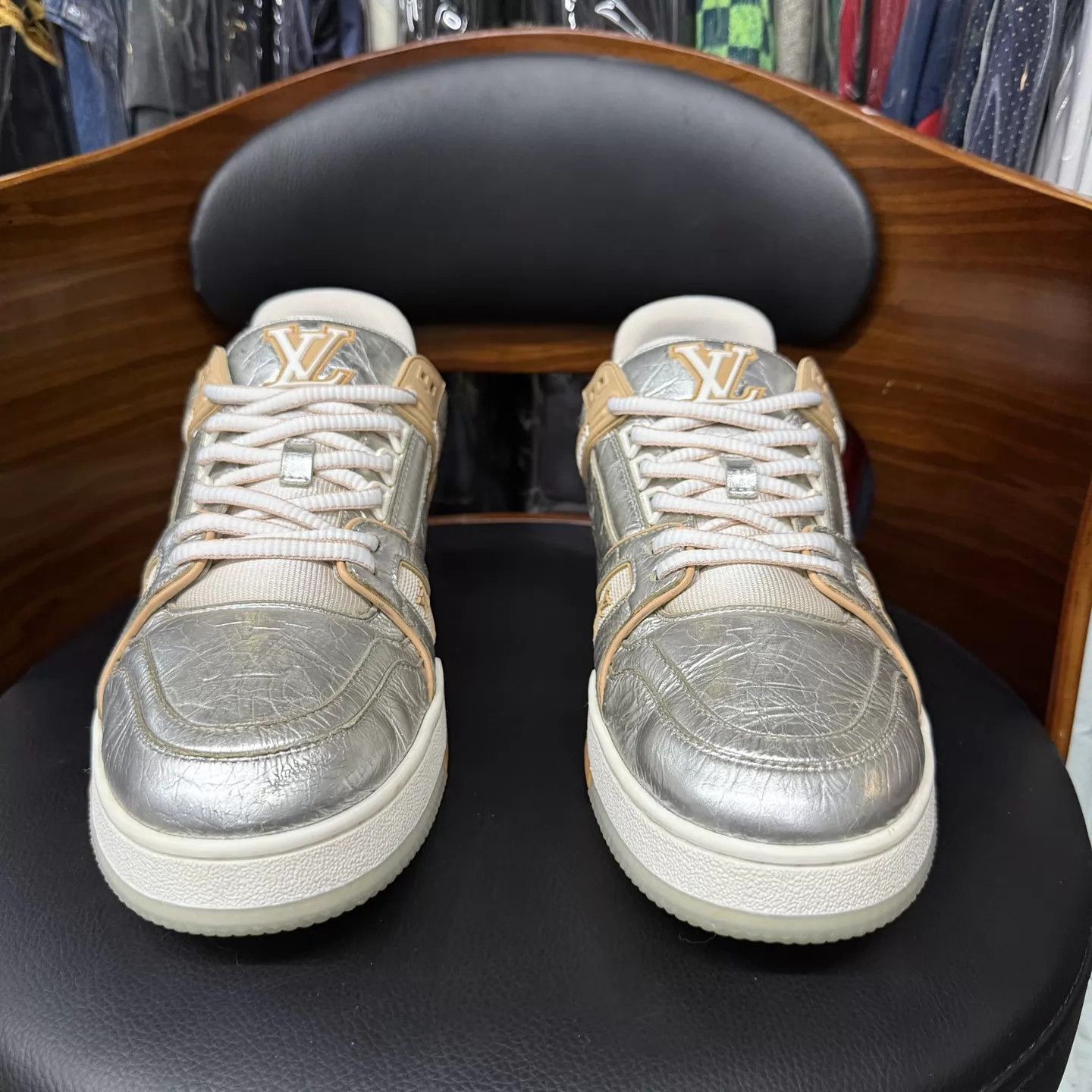 Louis Vuitton LV Trainer White/Silver/Brown US9/43 Unworn Size US 10 / EU 43 - 2 Thumbnail