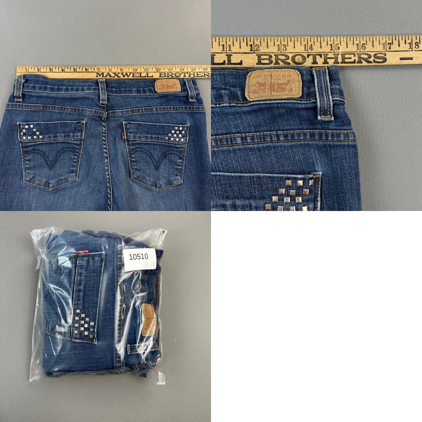 Levi's Levis 512 Jeans Women’s 12M 30x31 Blue Slimming Straight Leg Studded Size 34" / US 12 / IT 48 - 9 Thumbnail