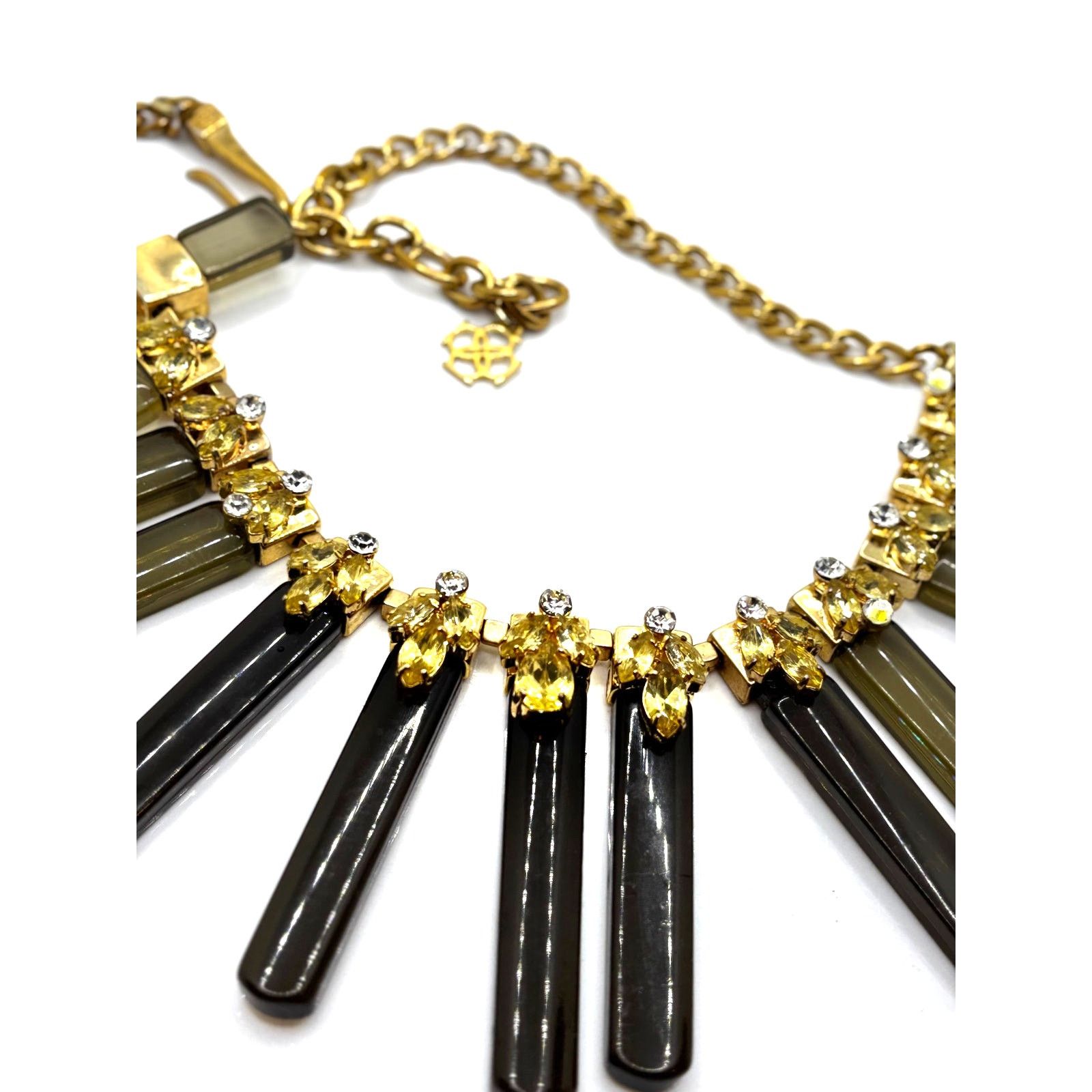 Ann Taylor ANN TAYLOR Smokey Quartz Fringe Stone Statement Necklace Size ONE SIZE - 10 Thumbnail