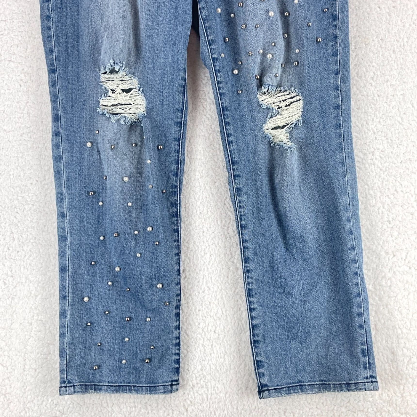 Vintage KUT from the Kloth Jeans Women Ankle Straight Leg Size 12 Blue Denim Embellished 5-Pocket Size 34" / US 12 / IT 48 - 3 Thumbnail