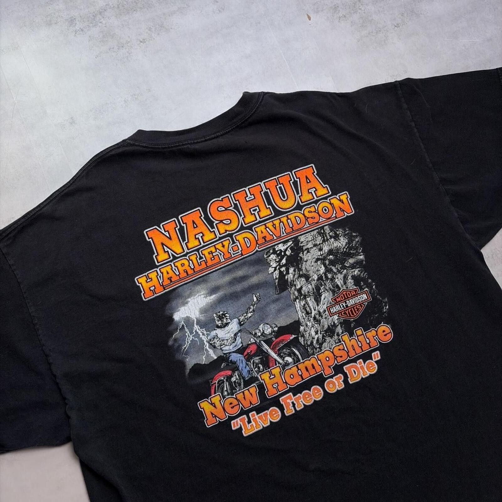 Harley Davidson Y2K Black Harley Davidson Grunge Biker Faded T-Shirt Size US XXL / EU 58 / 5 - 4 Thumbnail