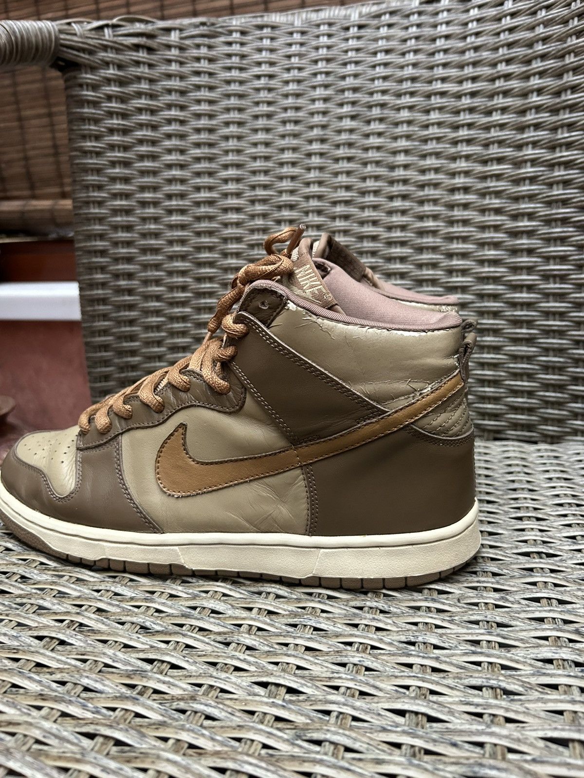 Nike Vintage 2003 Nike Dunk High “UNSTUSSY” Hay Maple Taupe Size US 10 / EU 43 - 15 Thumbnail