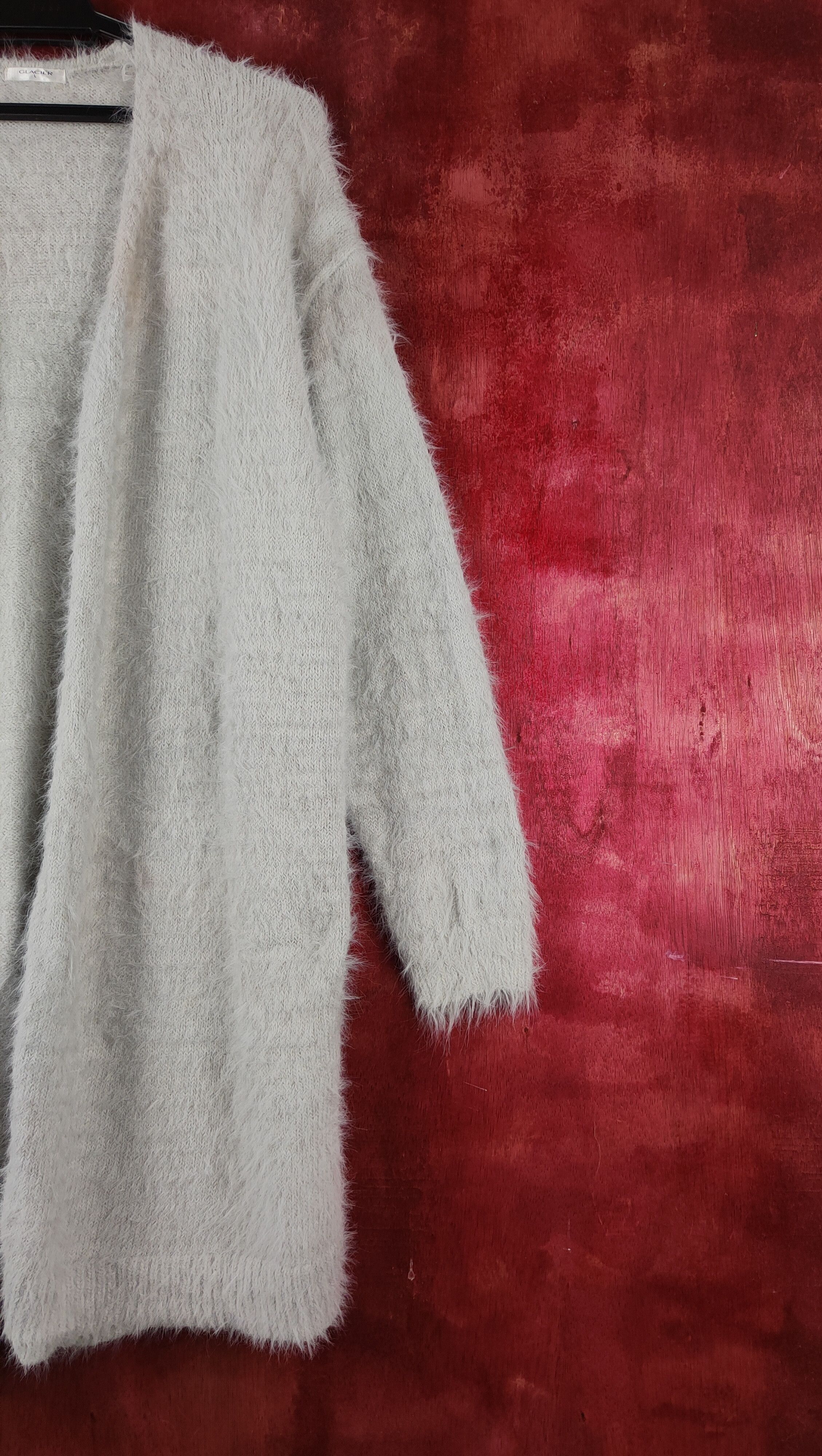 Vintage Glacier Light Gray Fur Mohair Knitwear Cardigan Size L / US 10 / IT 46 - 5 Thumbnail
