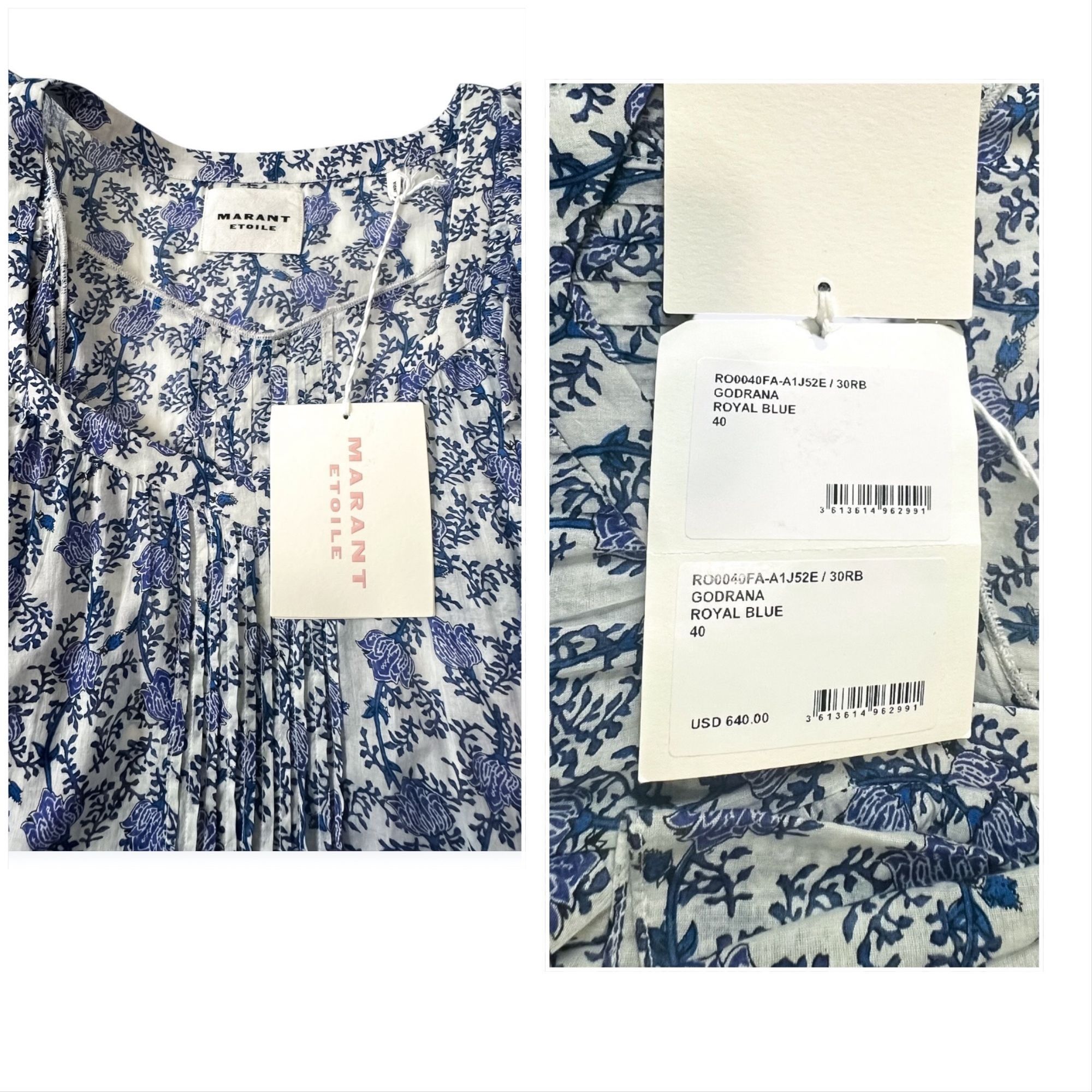 Isabel Marant Etoile Isabel Marant Étoile Godrana Blue Floral Cotton Mini Dress F Size M / US 6-8 / IT 42-44 - 4 Thumbnail